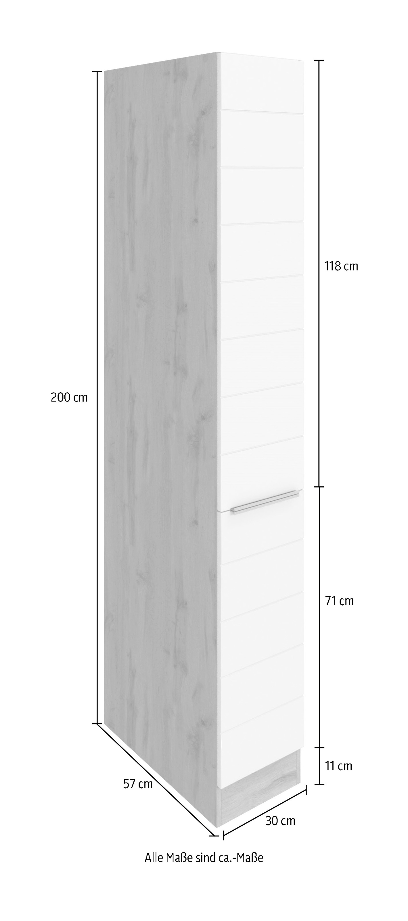 KOCHSTATION Apothekerschrank »KS-Luhe«, 30 cm breit, hochwertige MDF-Fronten mit waagerechter Lisene