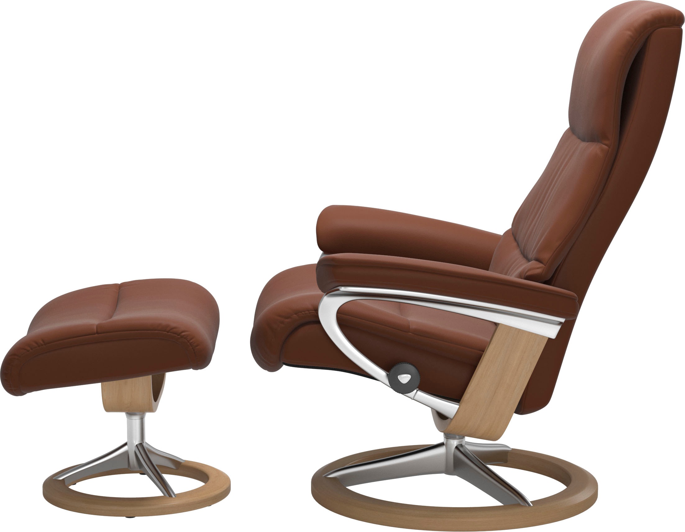 Stressless® Relaxsessel »View«, (Set, Relaxsessel mit Hocker), mit Signature Base, Größe M,Gestell Eiche