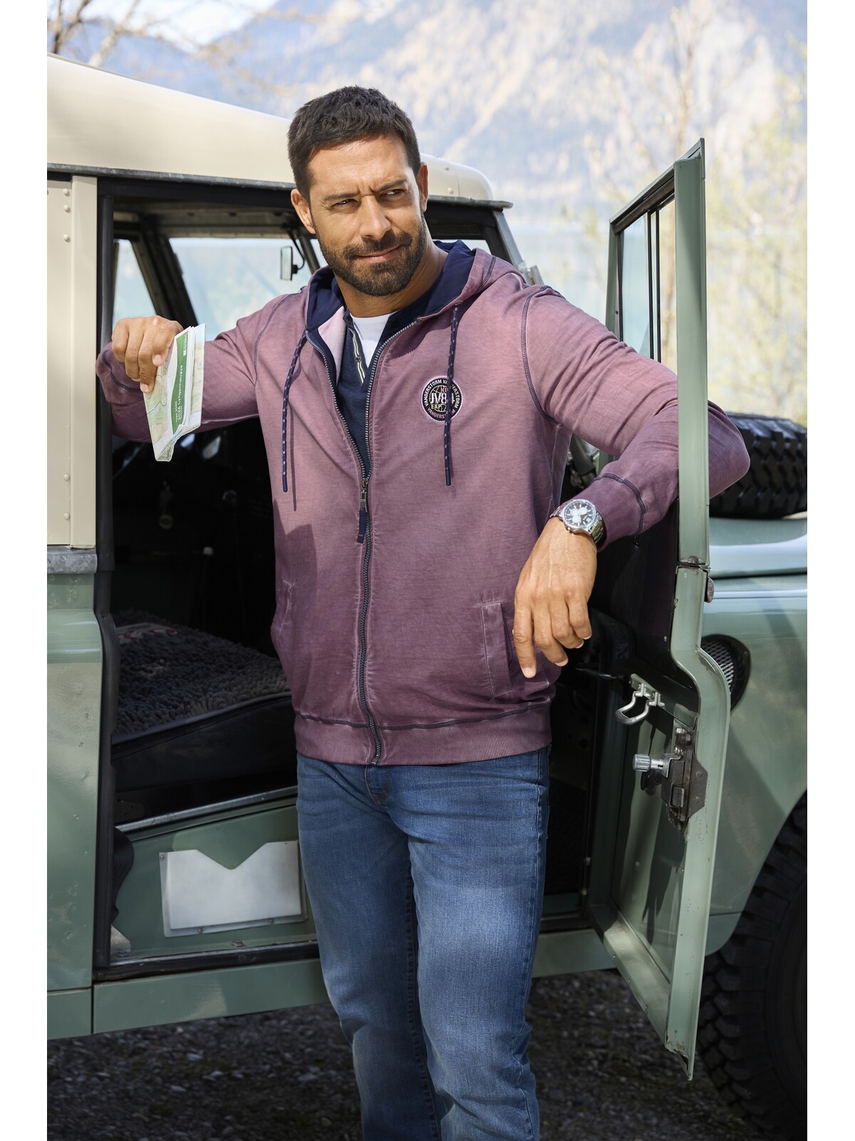 Jan Vanderstorm Kapuzensweatjacke »Sweatjacke PERKELMAN«, mit Rücken-Print