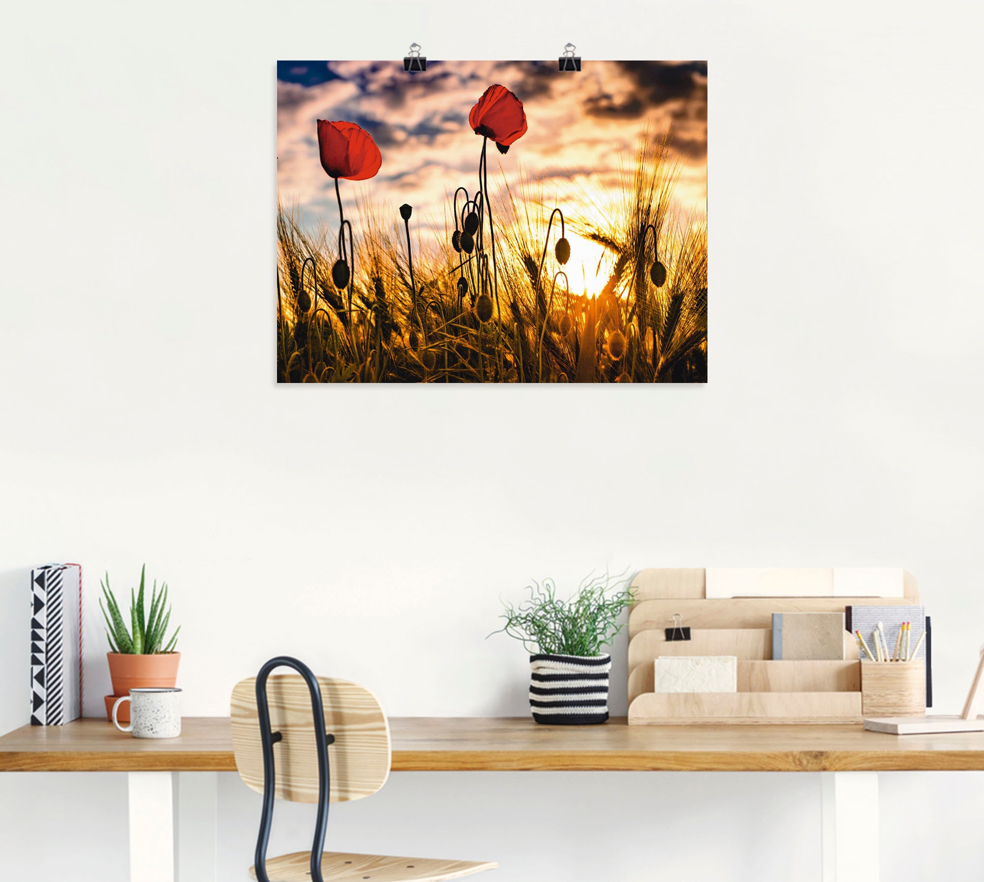 Artland Wandbild »Mohnblumen im Sonnenuntergang«, Blumen, (1 St.), als Alubild, Outdoorbild, Leinwandbild, Poster, Wandaufkleber