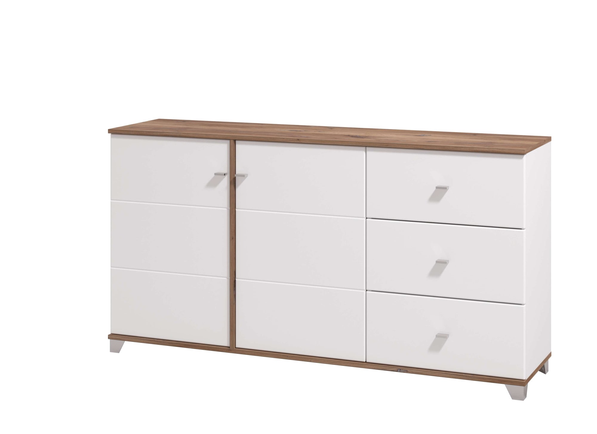 INOSIGN Kommode »Burgundy Sideboard, Schubladenschrank, mit viel Stauraum«, Hochglanzfronten und eine Innenausstattung in Flagstaff Eiche