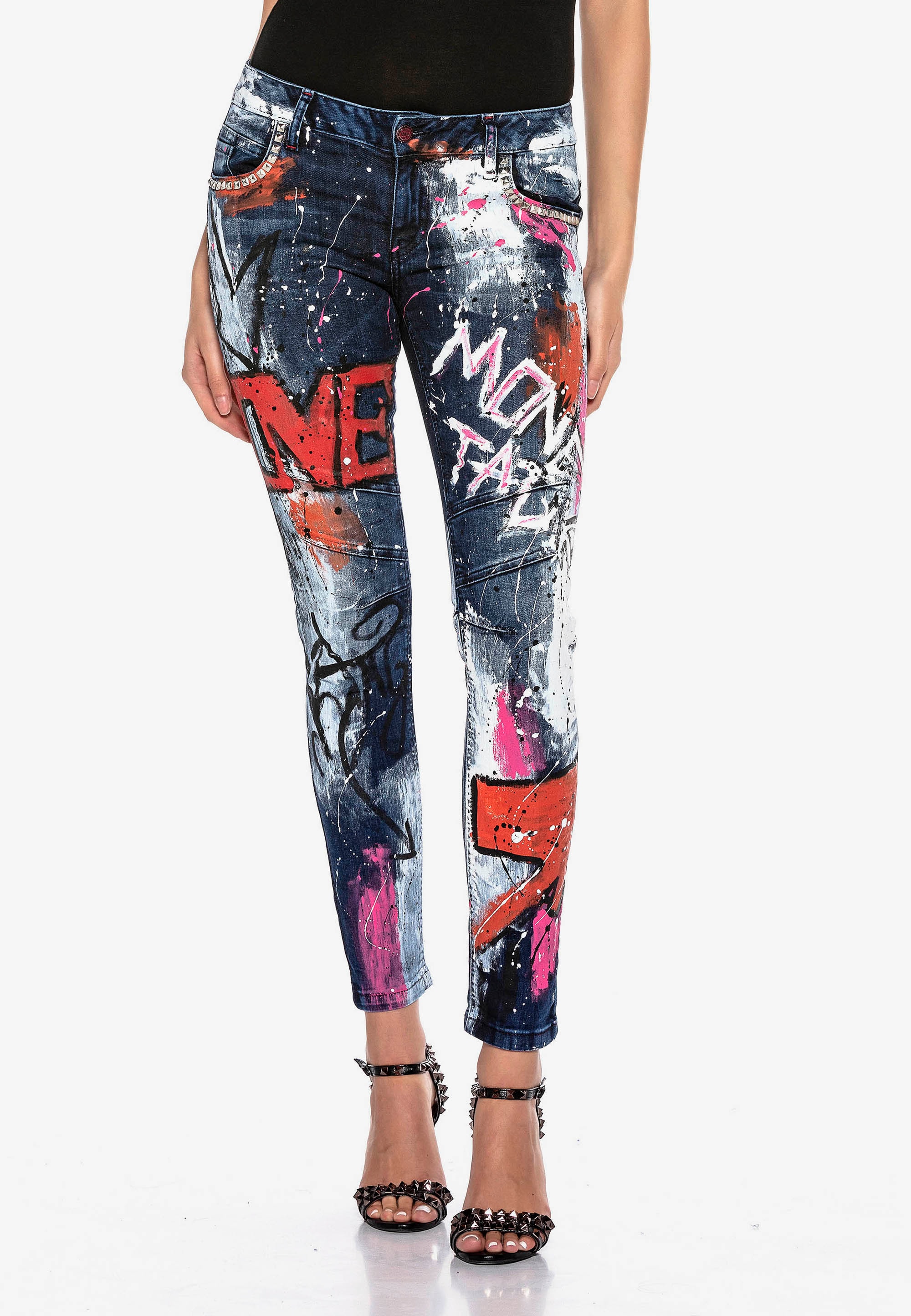 Cipo & Baxx Slim-fit-Jeans, mit extravagantem Graffiti-Design