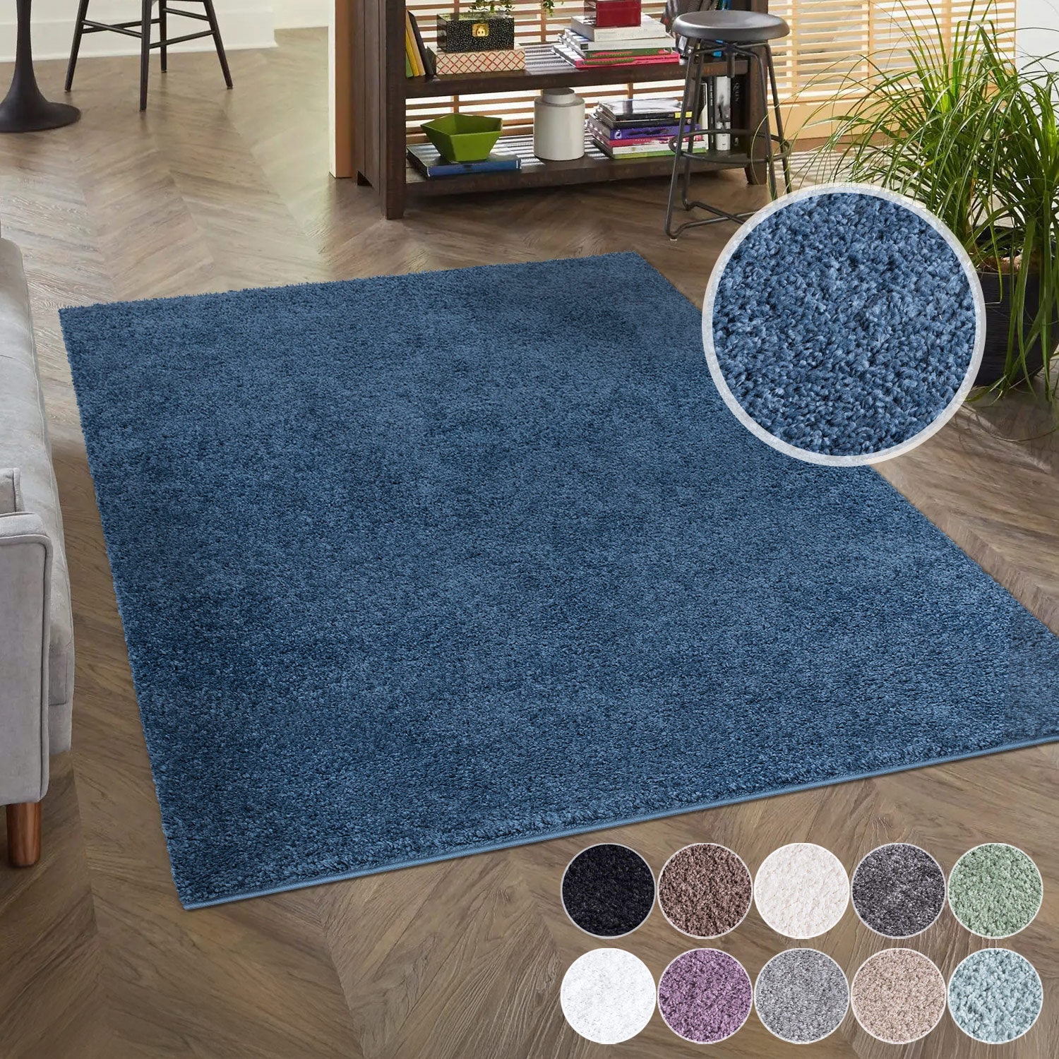 Hochflor-Teppich CARPET CITY "City Shaggy", blau, B:230cm H:30mm L:320cm, Polypropylen, Teppiche, Auch als Läufer, Langflor, Uni, Shaggy, flauschig-weich