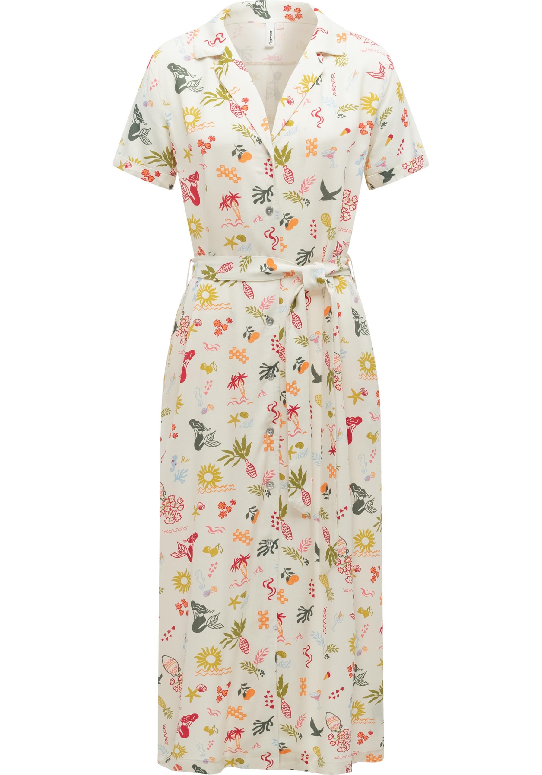 Ragwear Sommerkleid »Sawira Long Print« Eingrifftaschen Gemustertes Midikleid mit Knopfleiste