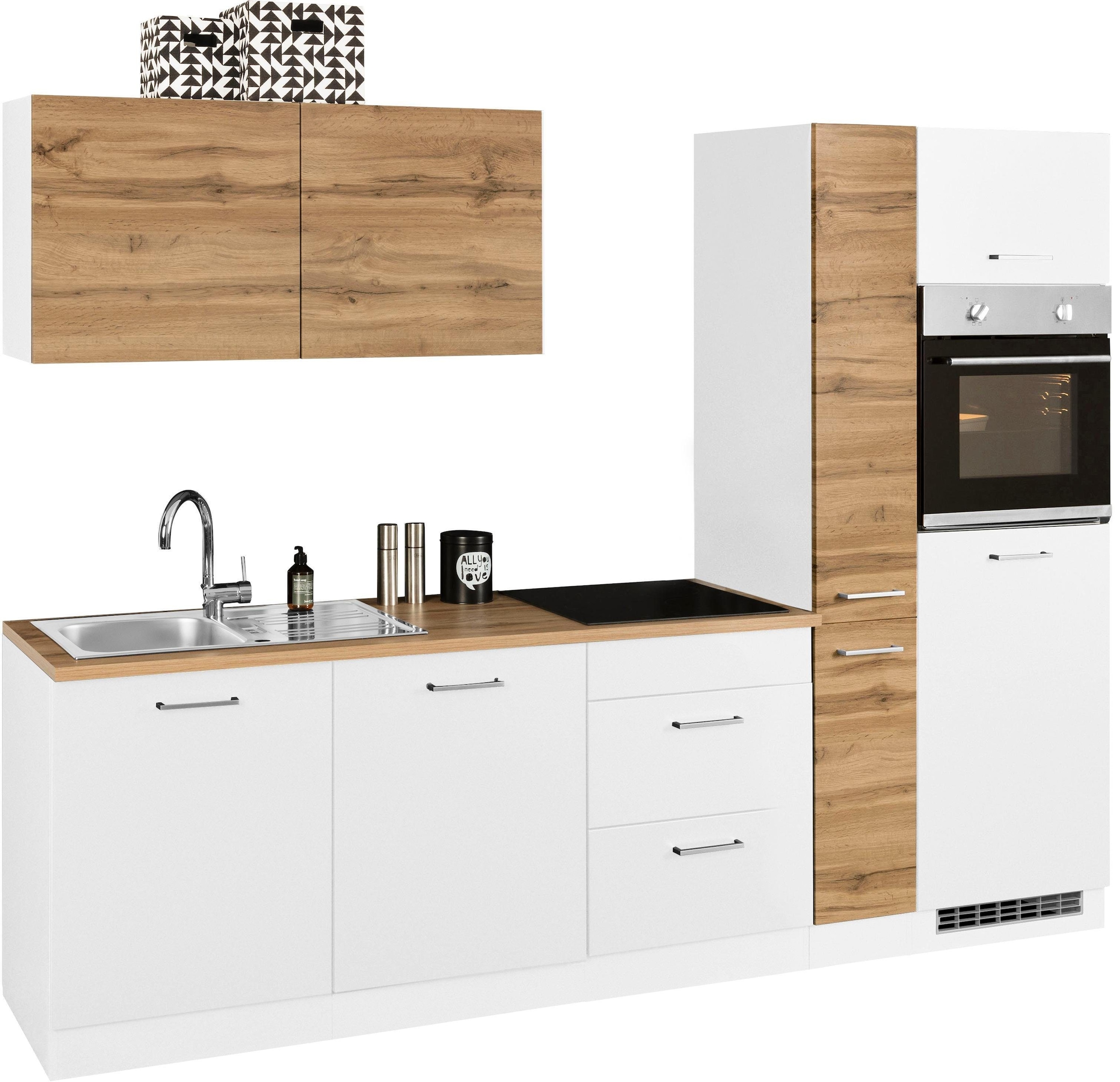 KOCHSTATION Küchenzeile »KS-Kehl«, ohne E-Geräte, Breite 270 cm, für Kühlschrank