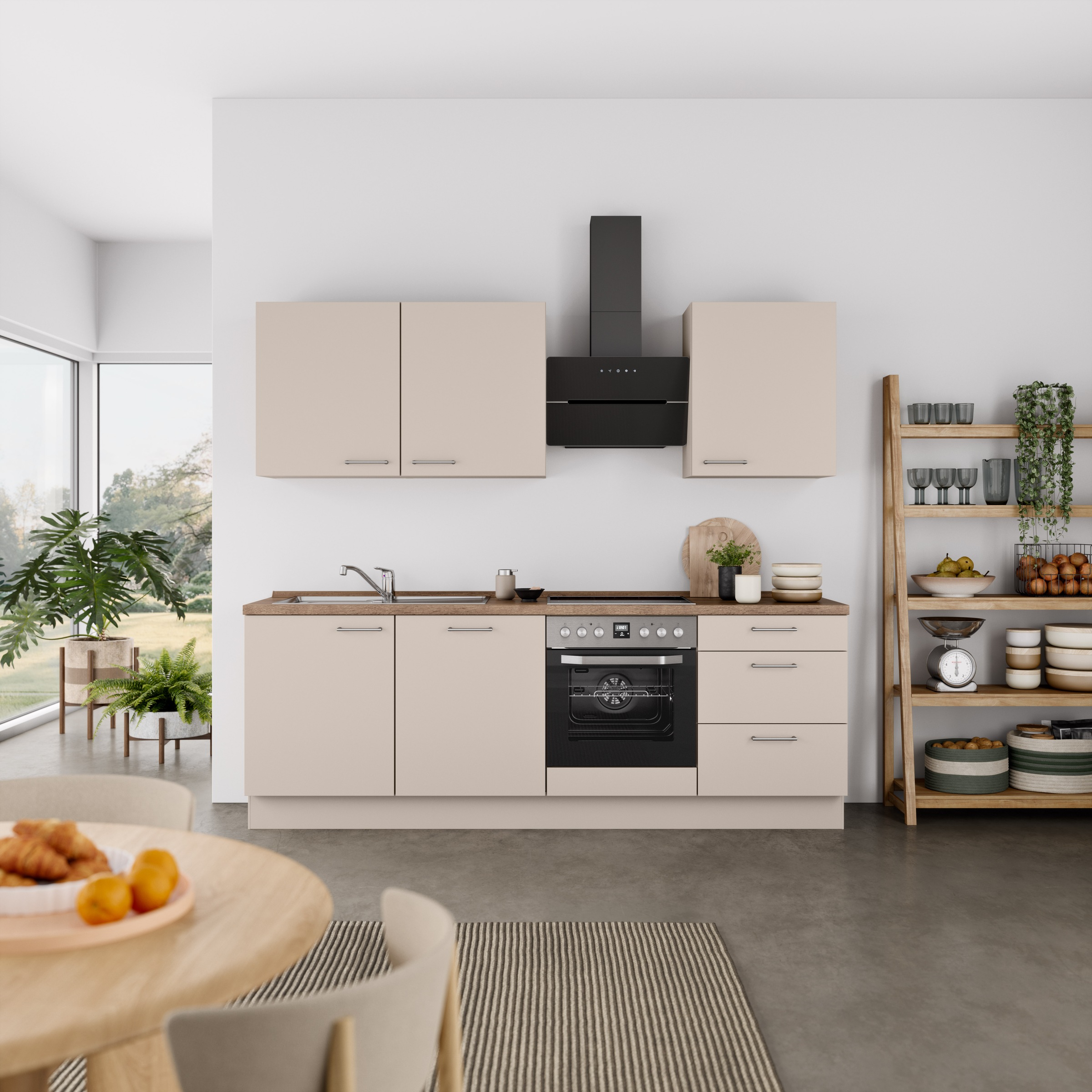 nobilia® Küchenzeile »"Laser II", Ausrichtung wählbar, Breite 240 cm«, vormontiert, wahlw. mit unterschiedlichen E-Geräten-Sets