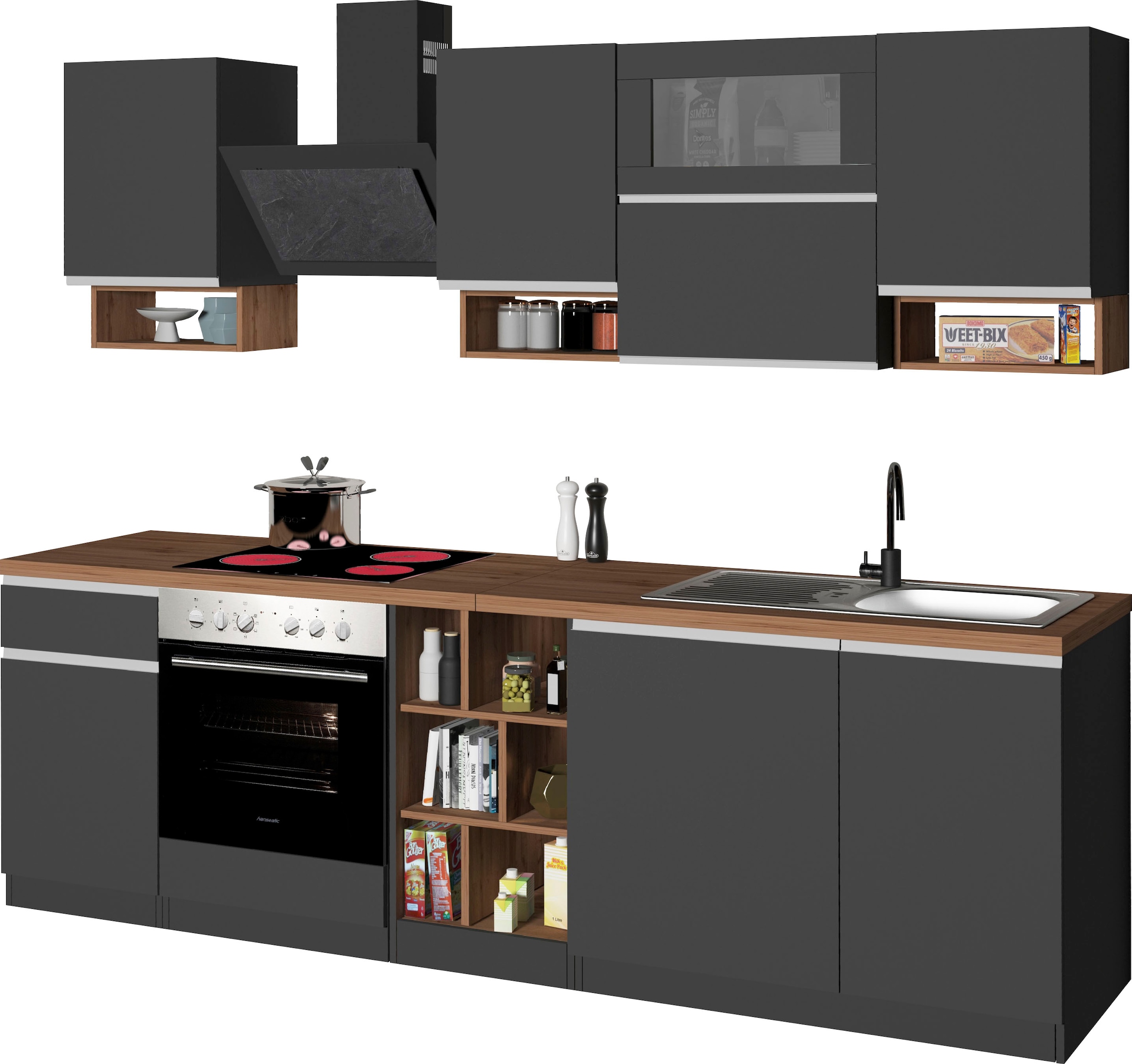 KOCHSTATION Küchenzeile »KS-Sole«, Breite 256 cm, mit Geschirr-Abtropfschrank, ohne E-Geräte