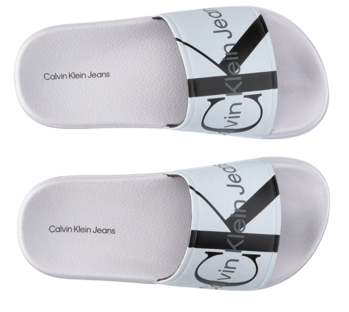 Calvin Klein Jeans Badepantolette »LOGO POOL SLIDE«, Sommerschuh, Schlappen, Badeschuh, Poolslides mit großem Logodruck