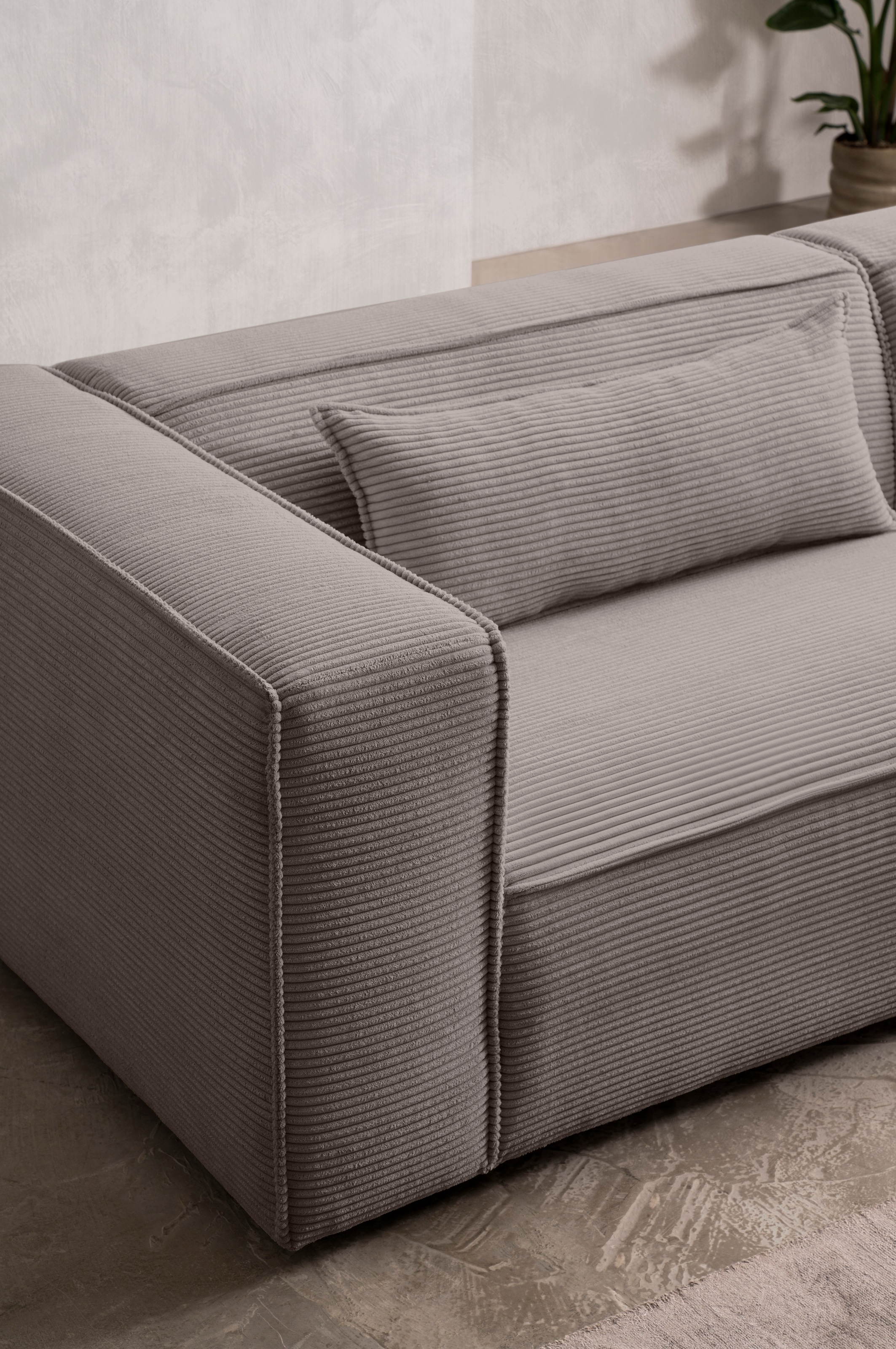 LeGer Home by Lena Gercke 3-Sitzer »PIARA, Couch mit Kedernaht, Sofa in Cord oder Leinenoptik«, schwarze Füße, bequemer Sitzkomfort