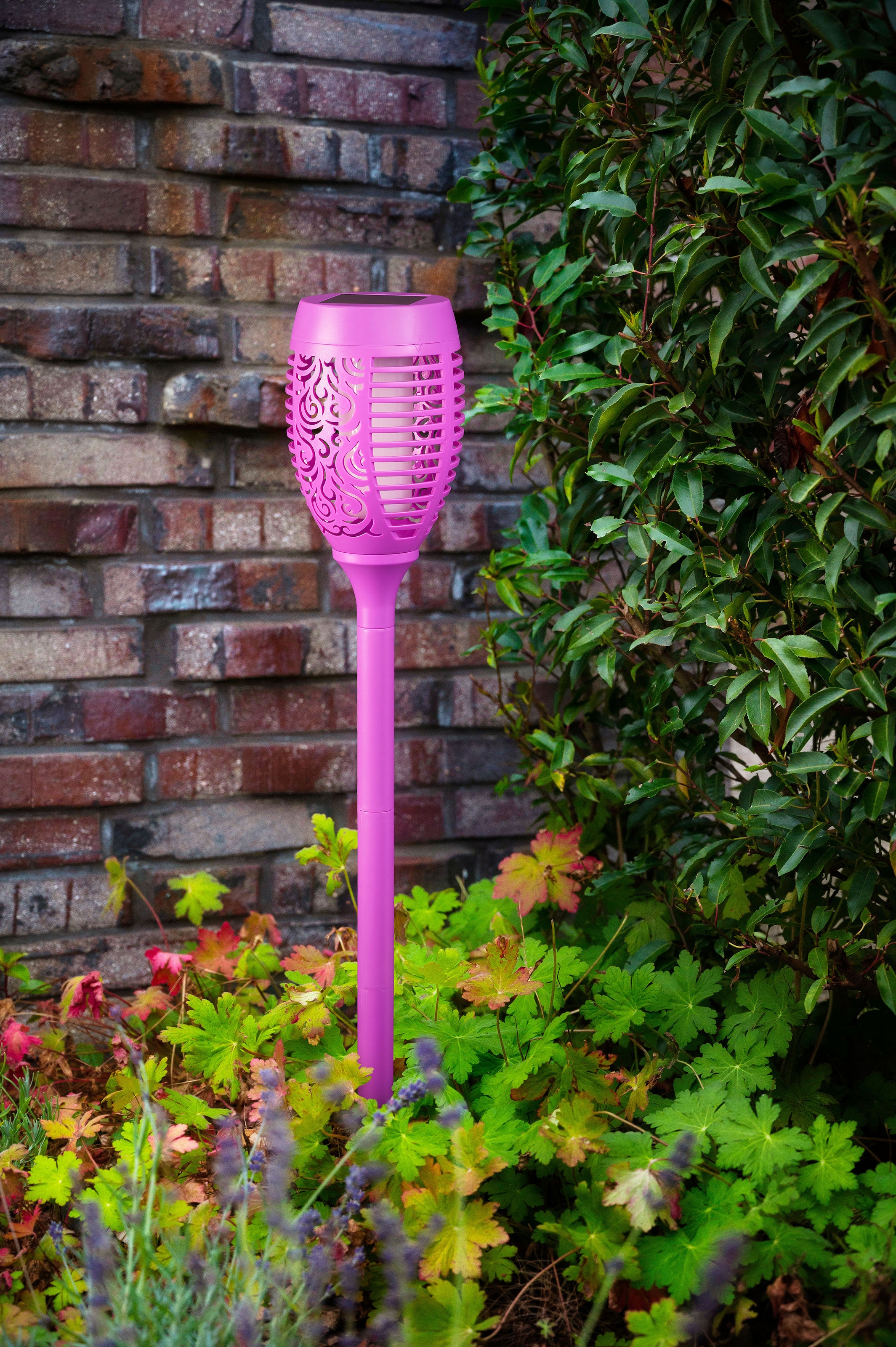 BONETTI LED Gartenfackel, LED Solar Flamme kaufen Gartenfackel mit lila BAUR | realer