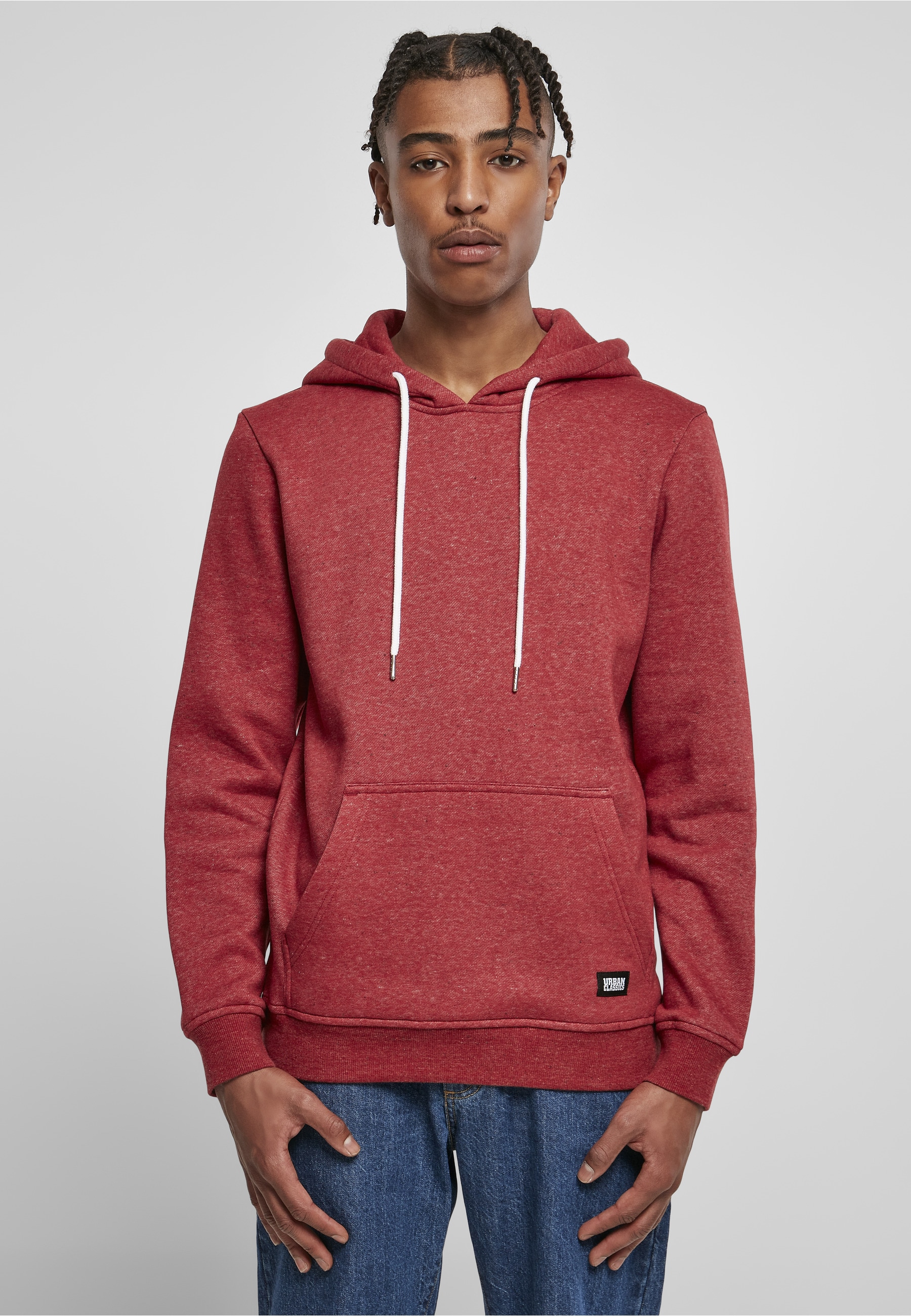URBAN CLASSICS Rundhalspullover »Urban Classics Herren Basic Melange Hoody« 1 Stk.
