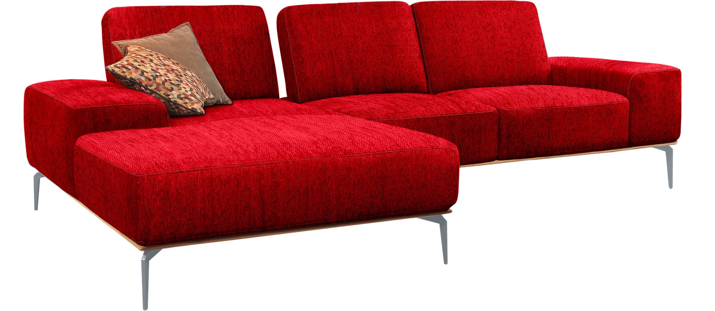 W.SCHILLIG Ecksofa »run«, mit elegantem Holzsockel, Füße in Silber matt, Breite 279 cm