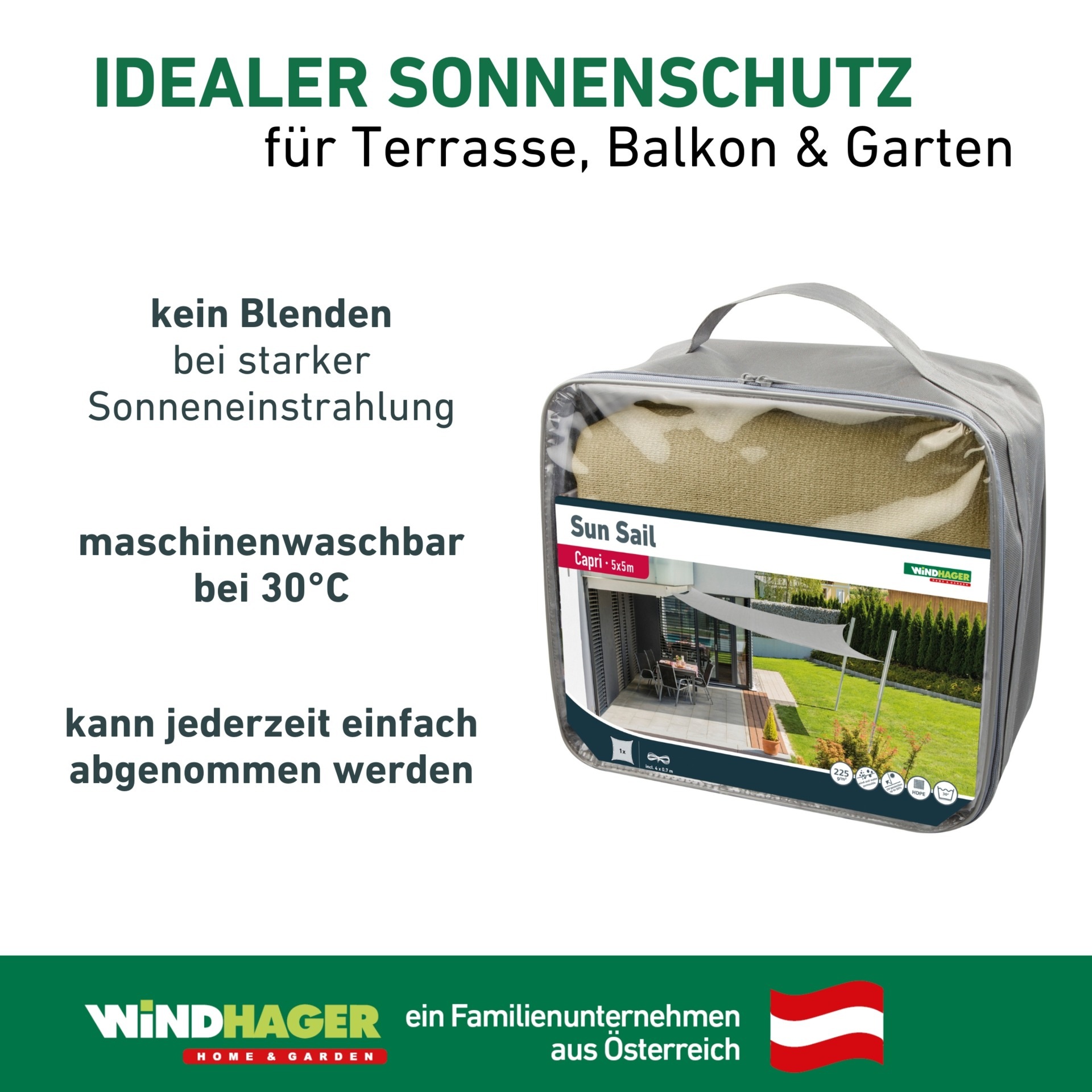 Windhager Sonnensegel »Capri Quadrat« 4x4m, champagner