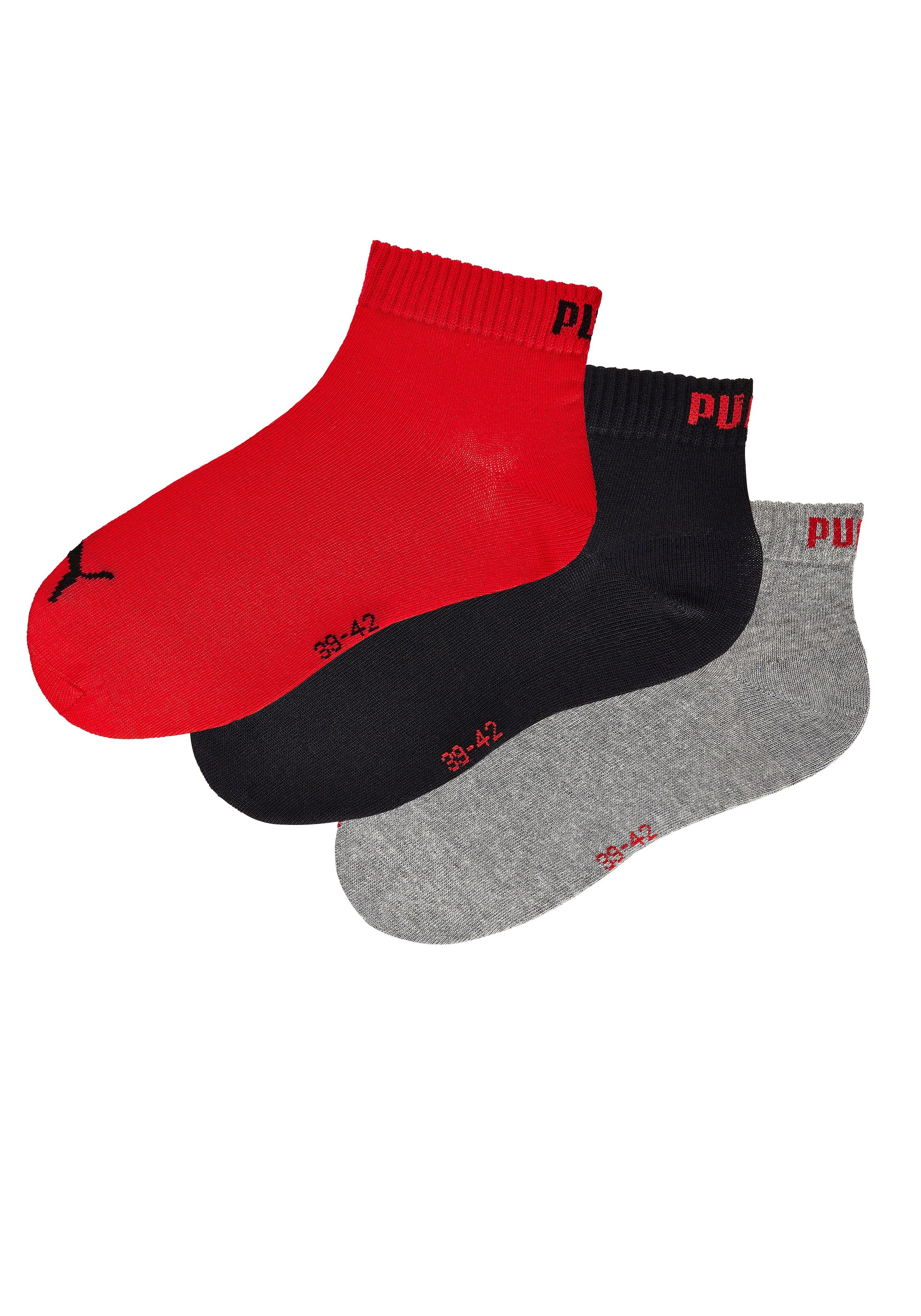 PUMA Kurzsocken, (3 Paar), Atmungsaktiv, Rippenbündchen, weiche Baumwollmis günstig online kaufen