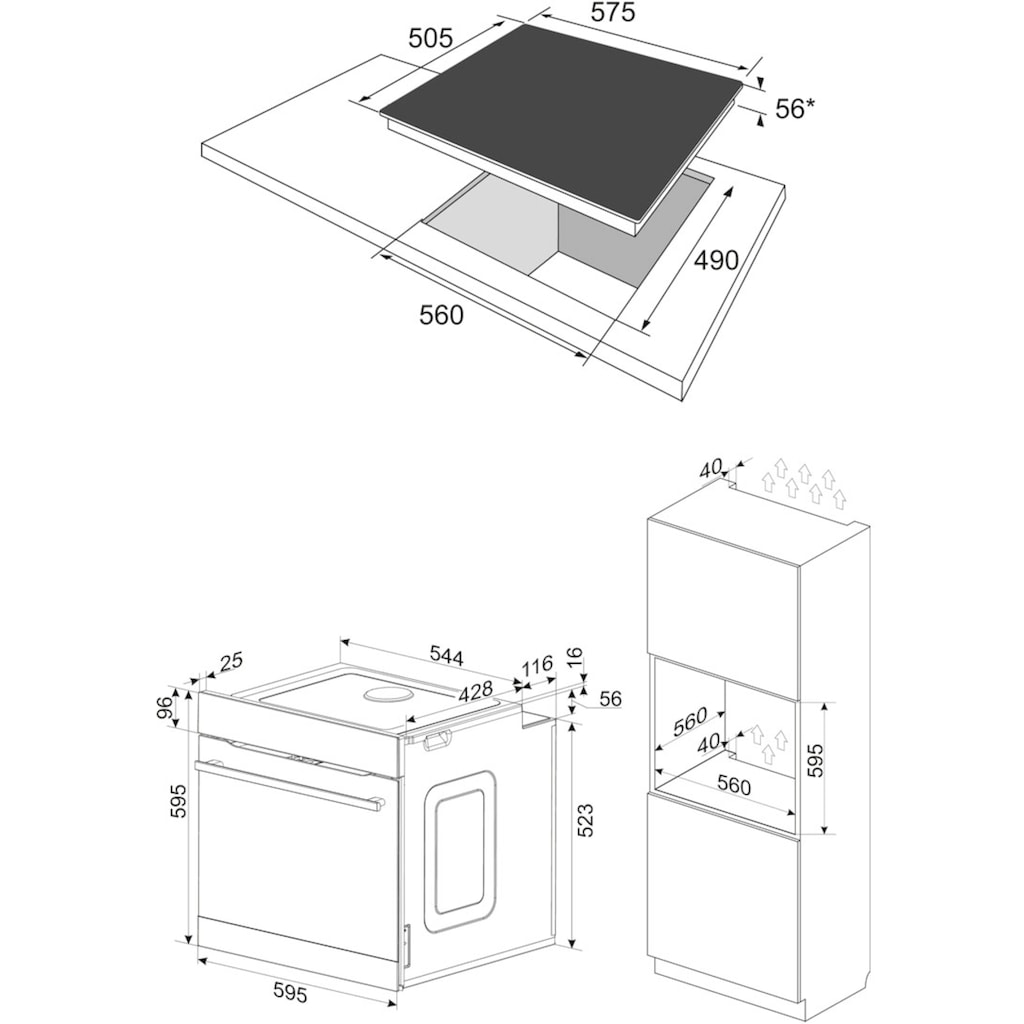 Amica Backofen-Set »BOXC 954 000«, BOXC 954 000 SM, mit 2-fach-Teleskopauszug, Simple Steam Reinigungsfunktion, (Packung)