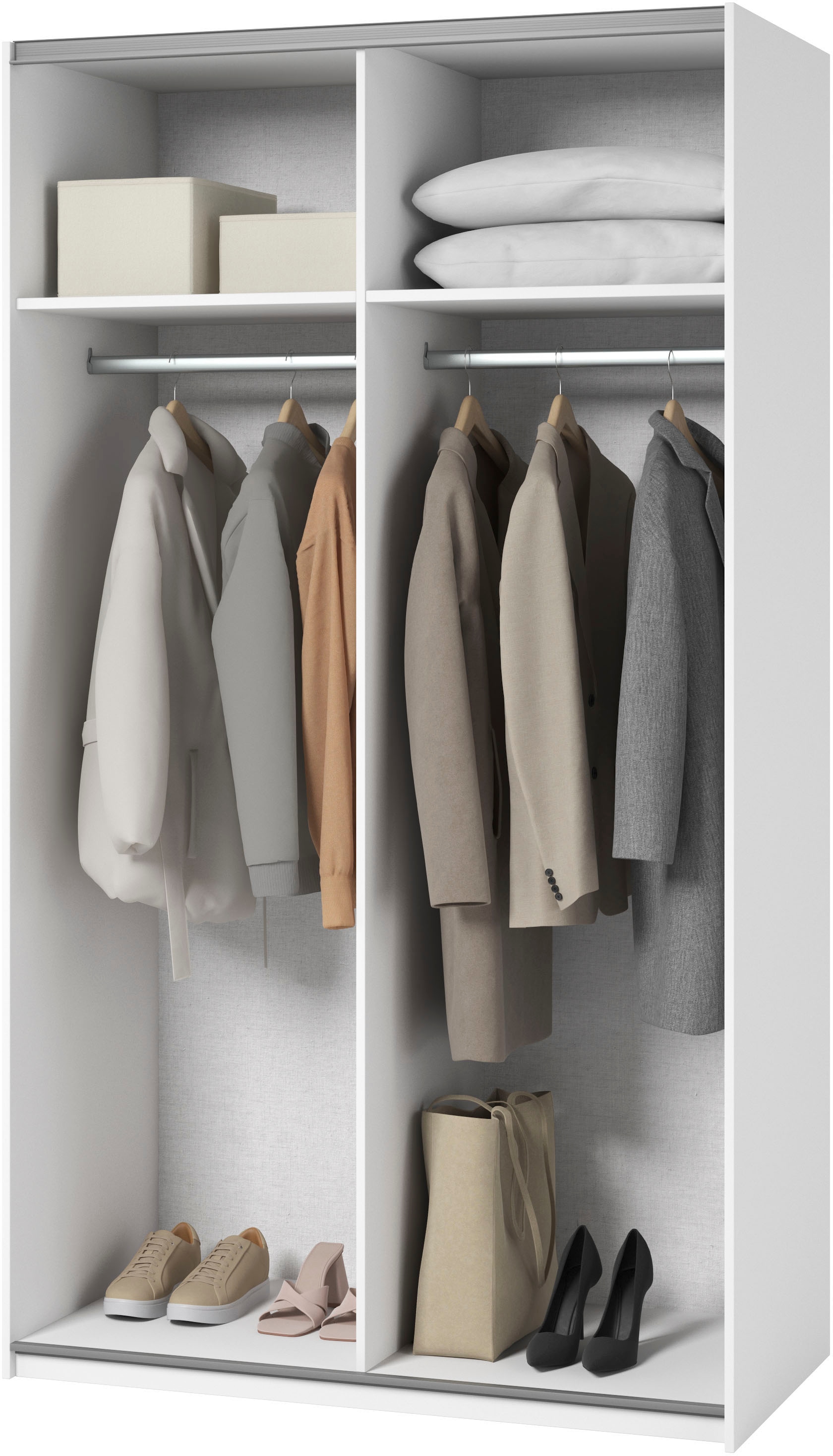 INOSIGN Kleiderschrank »Eastvale, 120x64x210cm, ideal für kleine Räume oder Nischen«, Schrank mit Schwebetüren, FSC-zertifiziert, Metallgriffe