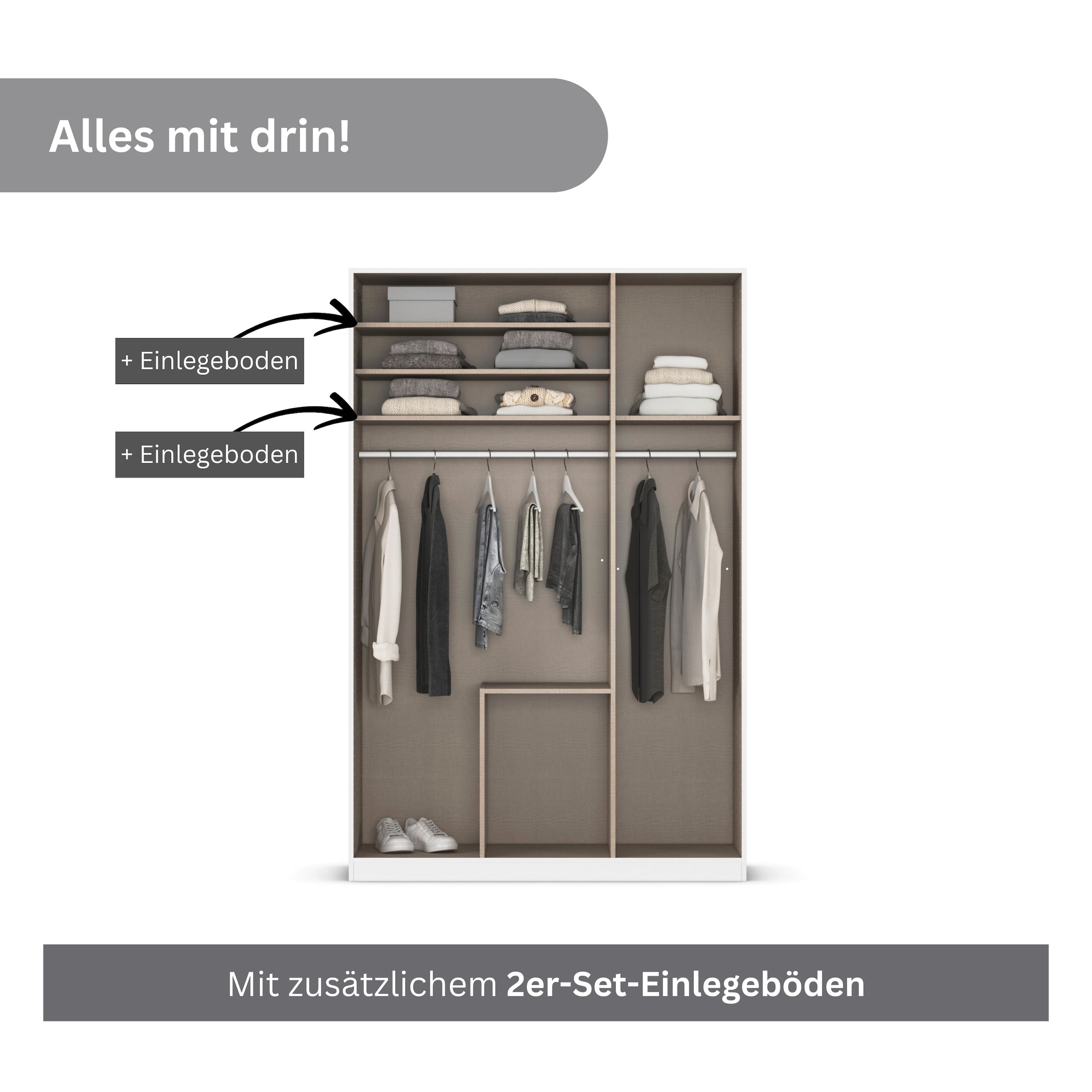 rauch Drehtürenschrank »Kleiderschrank Schrank Garderobe AGORDO mit Dekor- oder Hochglanzfront«, mit Außenschubkästen, in 6 Breiten und 2 Höhen MADE IN GERMANY