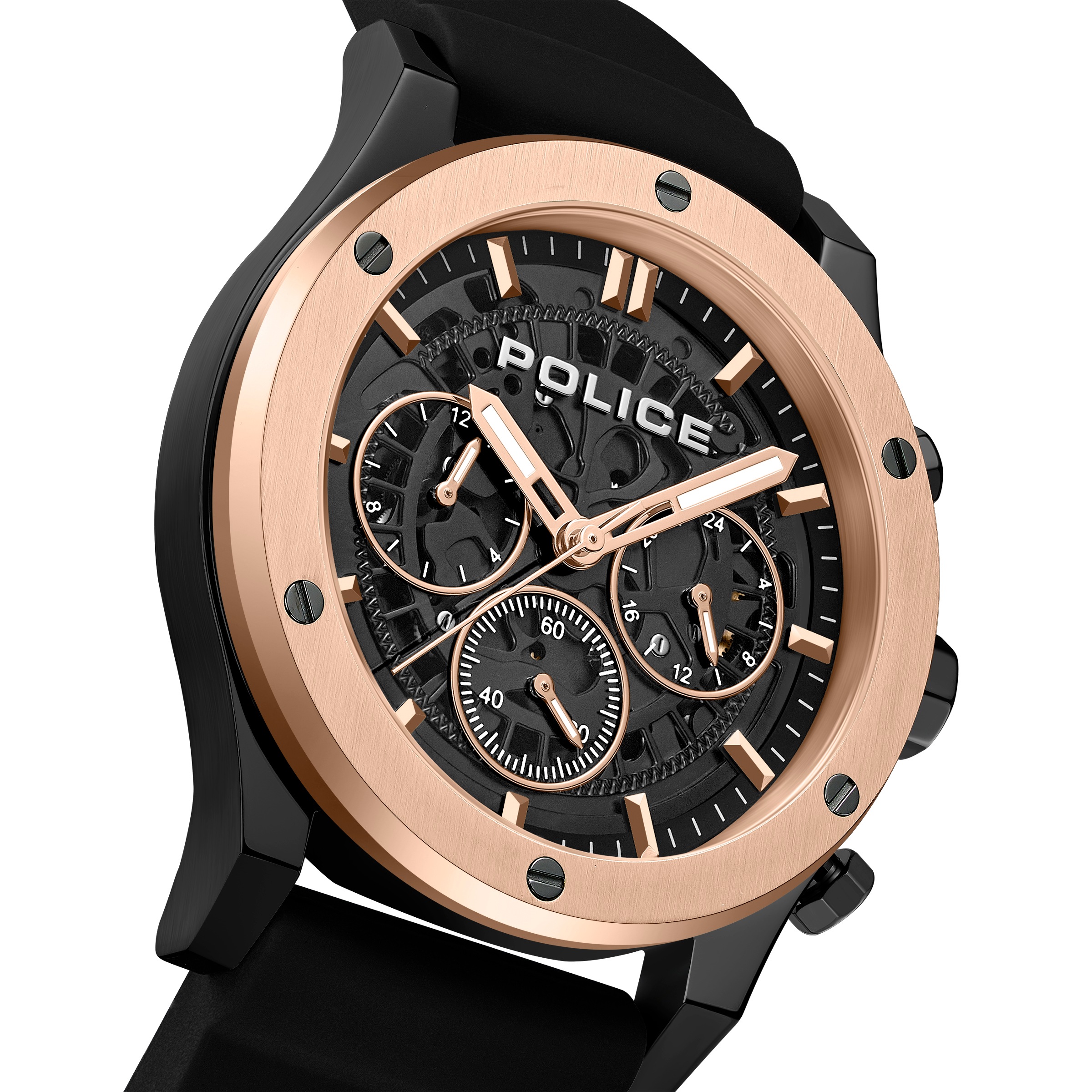 Police Quarzuhr »Knotty« Armbanduhr, Herrenuhr, Silikonarmband, analog, 12/24-Std.-Anzeige