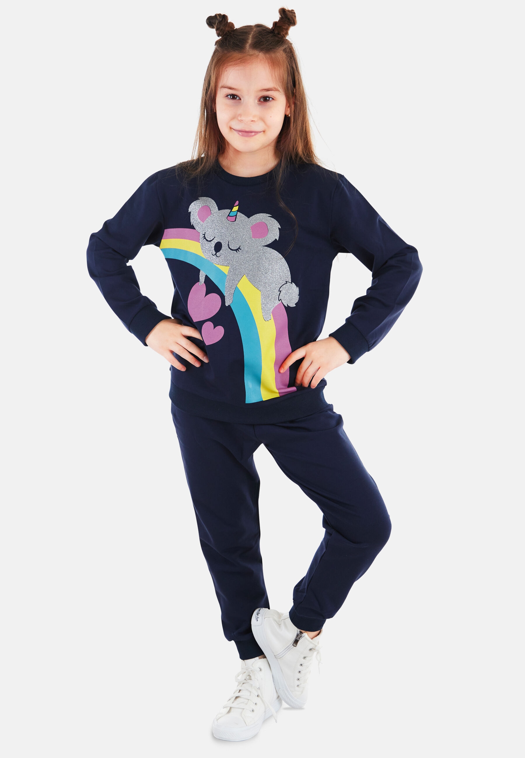 Denokids Hausanzug "Glitter Koala", (2 tlg.), mit silbernem Koala-Aufdruck