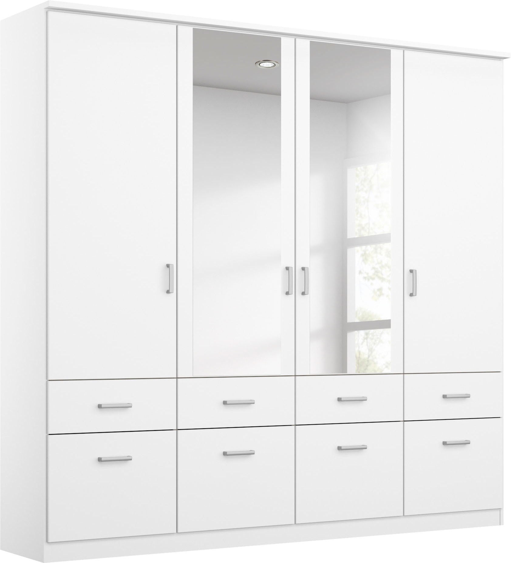 rauch Kleiderschrank "Kleiderschrank Schrank Garderobe deckenhoher Schrank BREMEN" optional mit Spiegel, Breiten: 91/136/181 cm, Höhe: 199 cm, in vielen Farbvariationen, inkl. Kranzblende MADE IN GERMANY