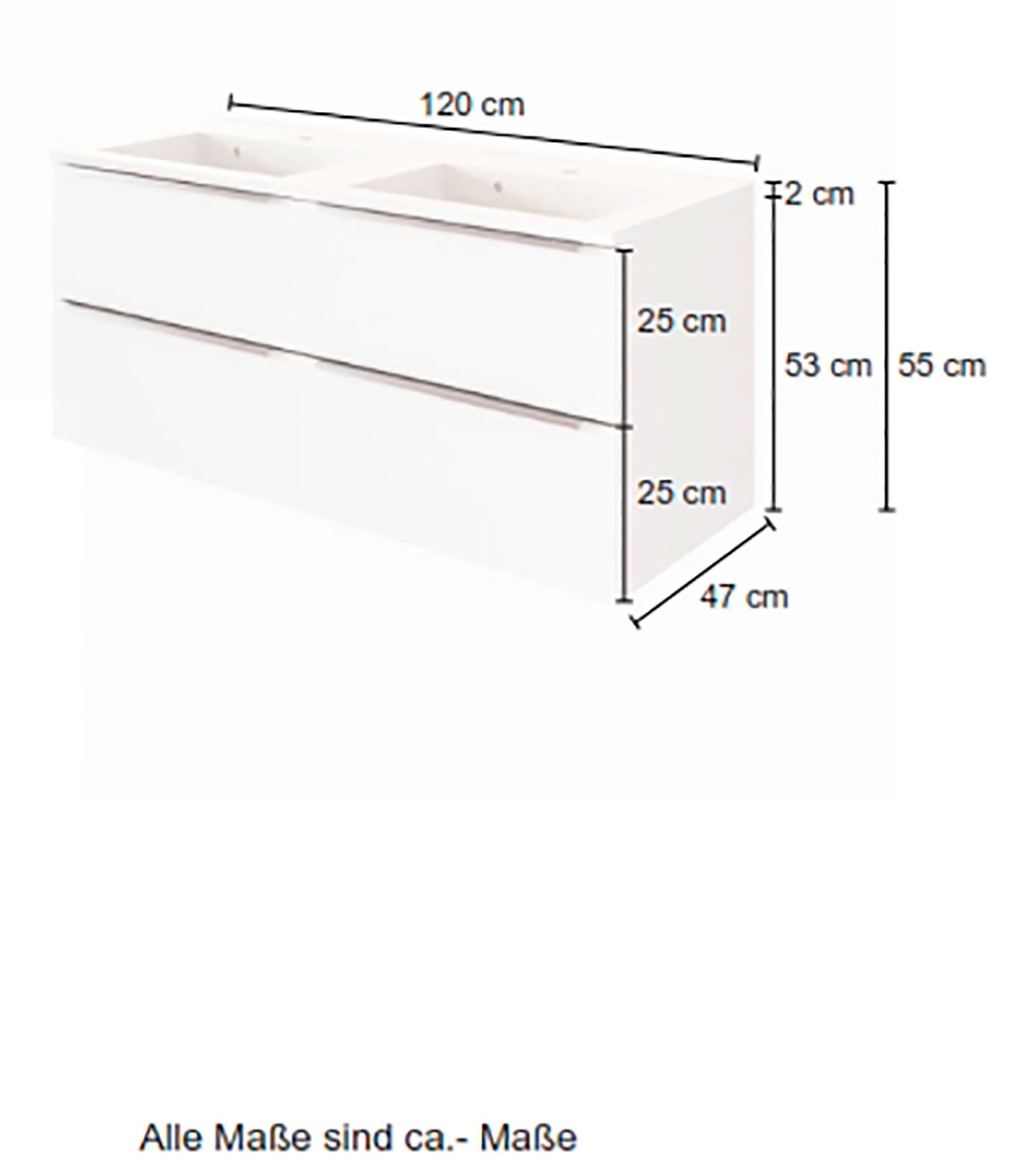 welltime Doppelwaschtisch »Matera«, Breite 120 cm