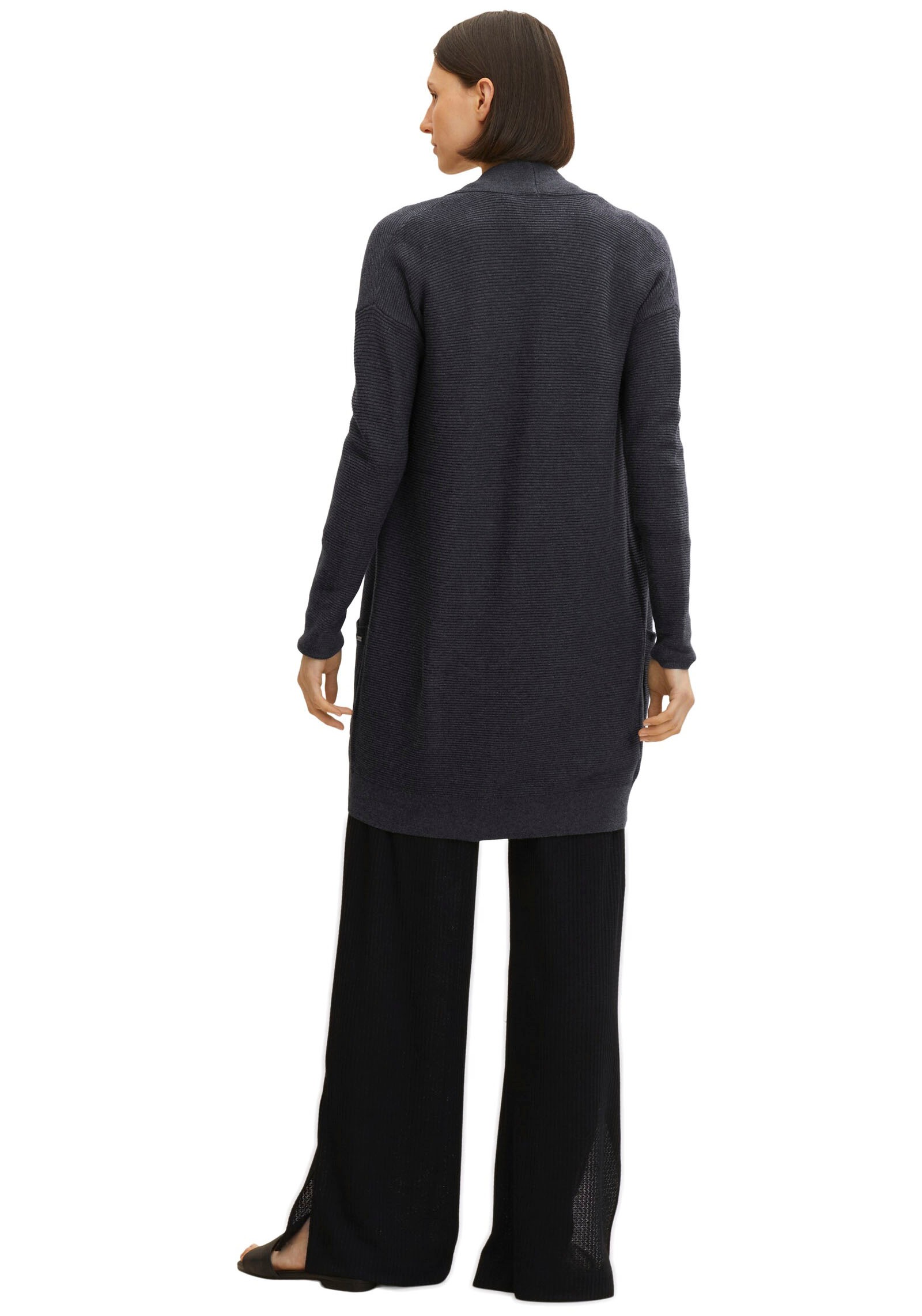 TOM TAILOR Longstrickjacke, aus Rippstrick mit aufgesetzten Taschen günstig online kaufen