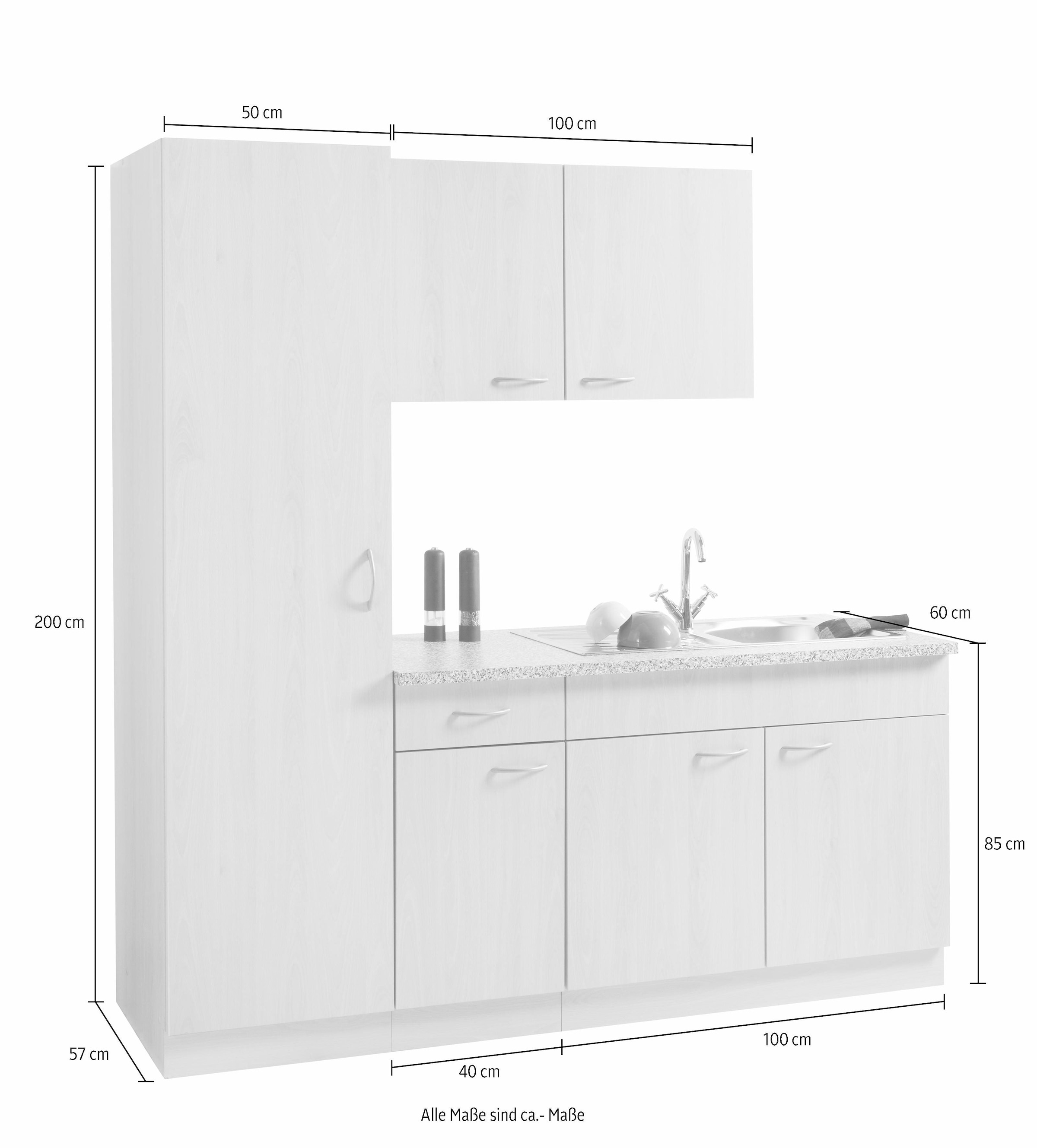 wiho Küchen Küchenblock »Kiel«, ohne Tiefe BAUR Breite | cm, cm kaufen 190 E-Geräte, 60