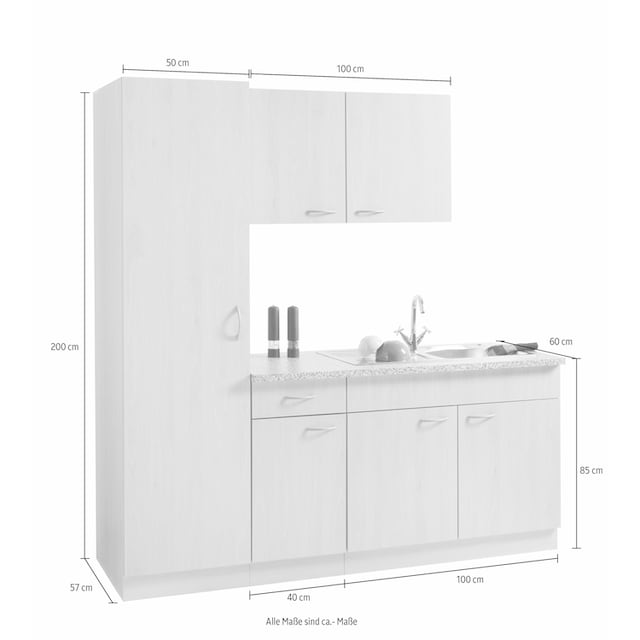 E-Geräte, 60 Küchenblock Breite | BAUR 190 kaufen »Kiel«, cm, ohne Küchen wiho Tiefe cm