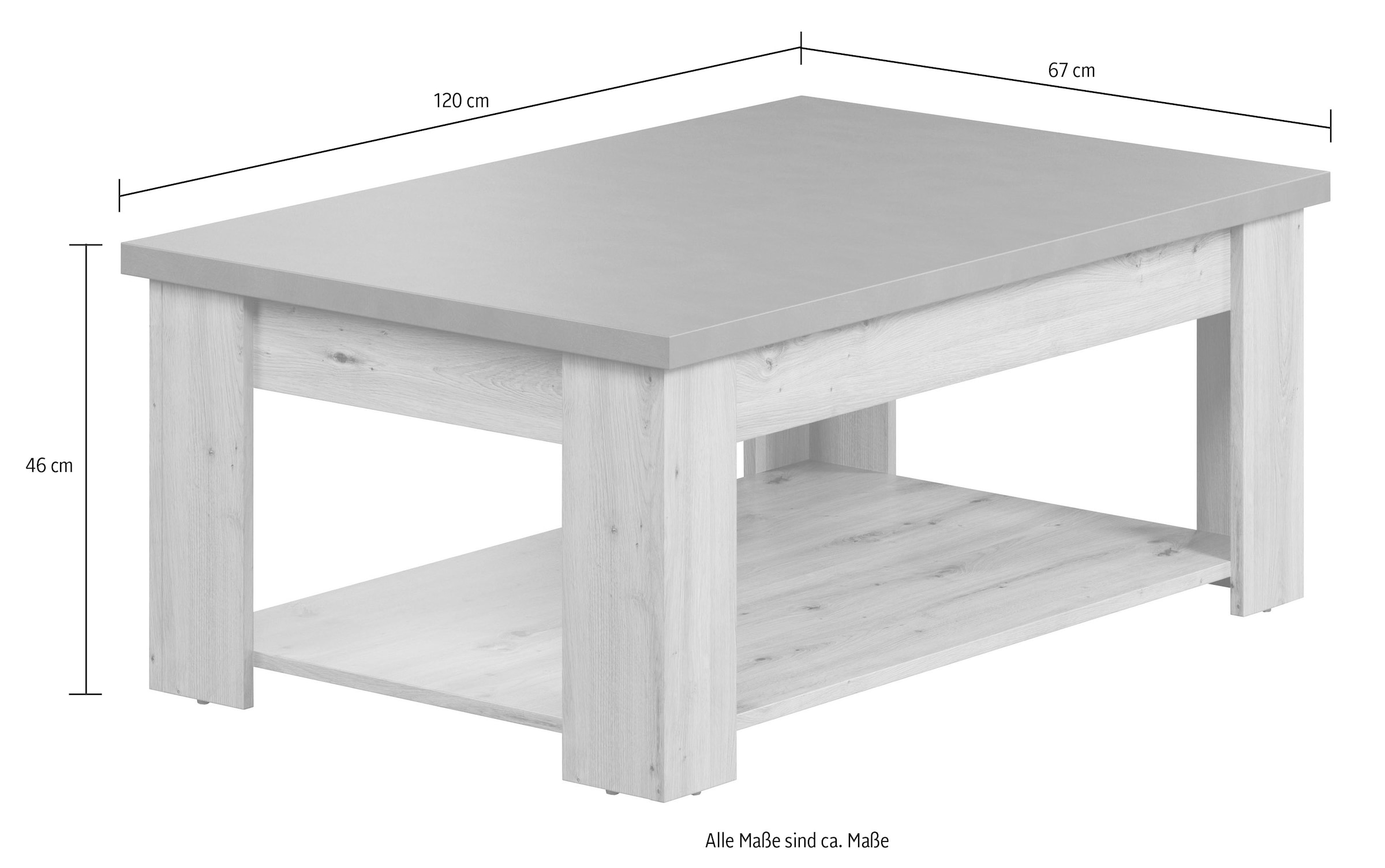 Home affaire Couchtisch »Ambres«, (1 St.), matt, Maße (BxHxT): 120x46x67 cm, Sofa Tisch rechteckig, braun