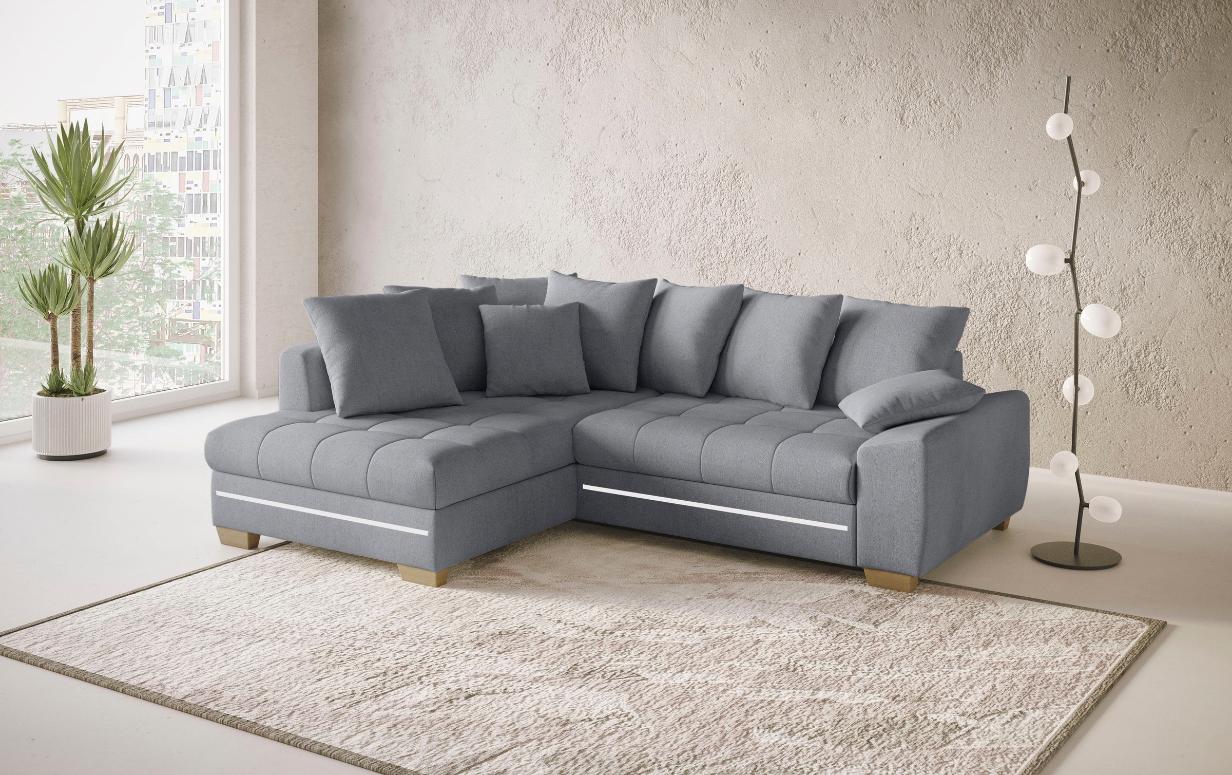 Mr. Couch Ecksofa »Nikita II, L-Form«, mit Kaltschaum, RGB-LED Beleuchtung, wahlweise mit Bett, Bettkasten