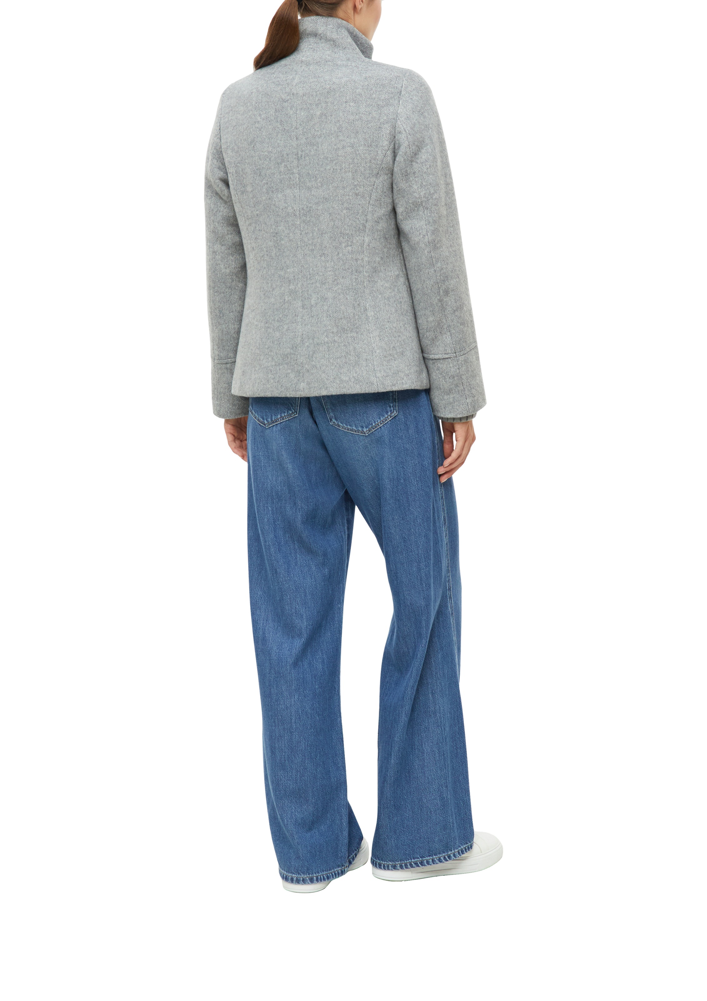 s.Oliver Wolljacke ohne Kapuze Winterjacke mit Stehkragen und Knopfleiste
