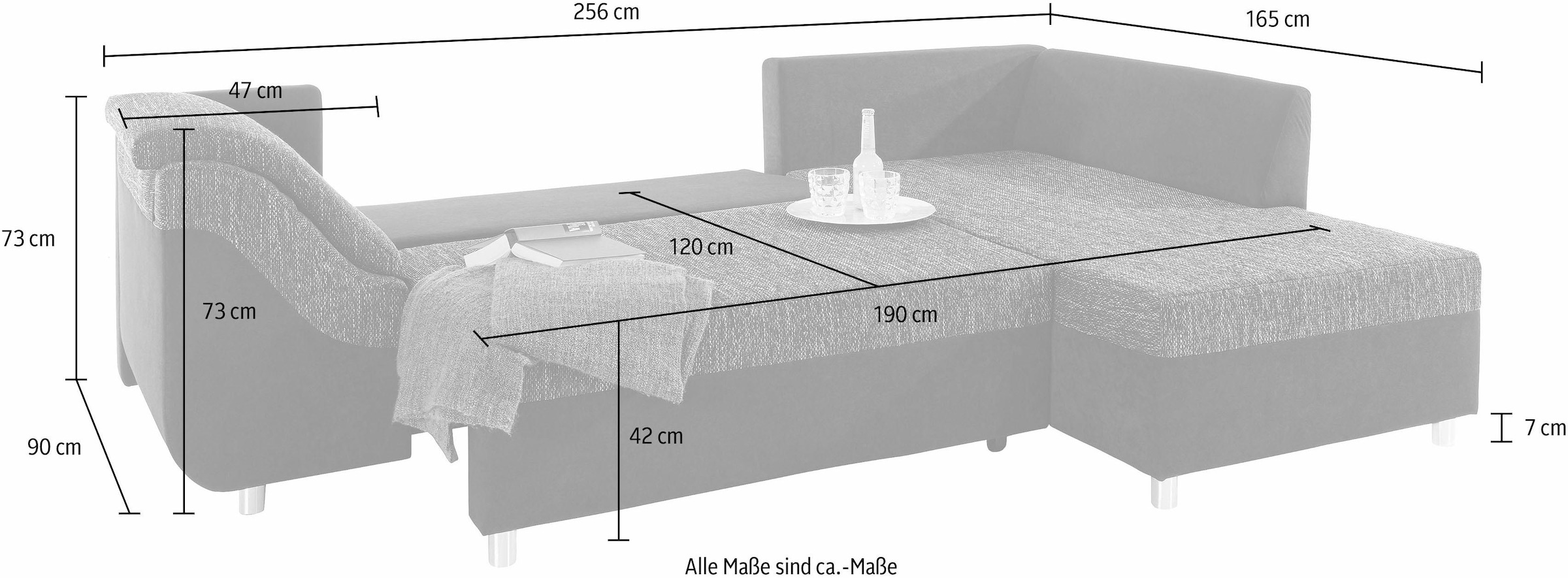 COLLECTION AB Ecksofa Sally L-Form, mit und ohne Bettfunktion, inklusive loser Rücken- und Zierkissen