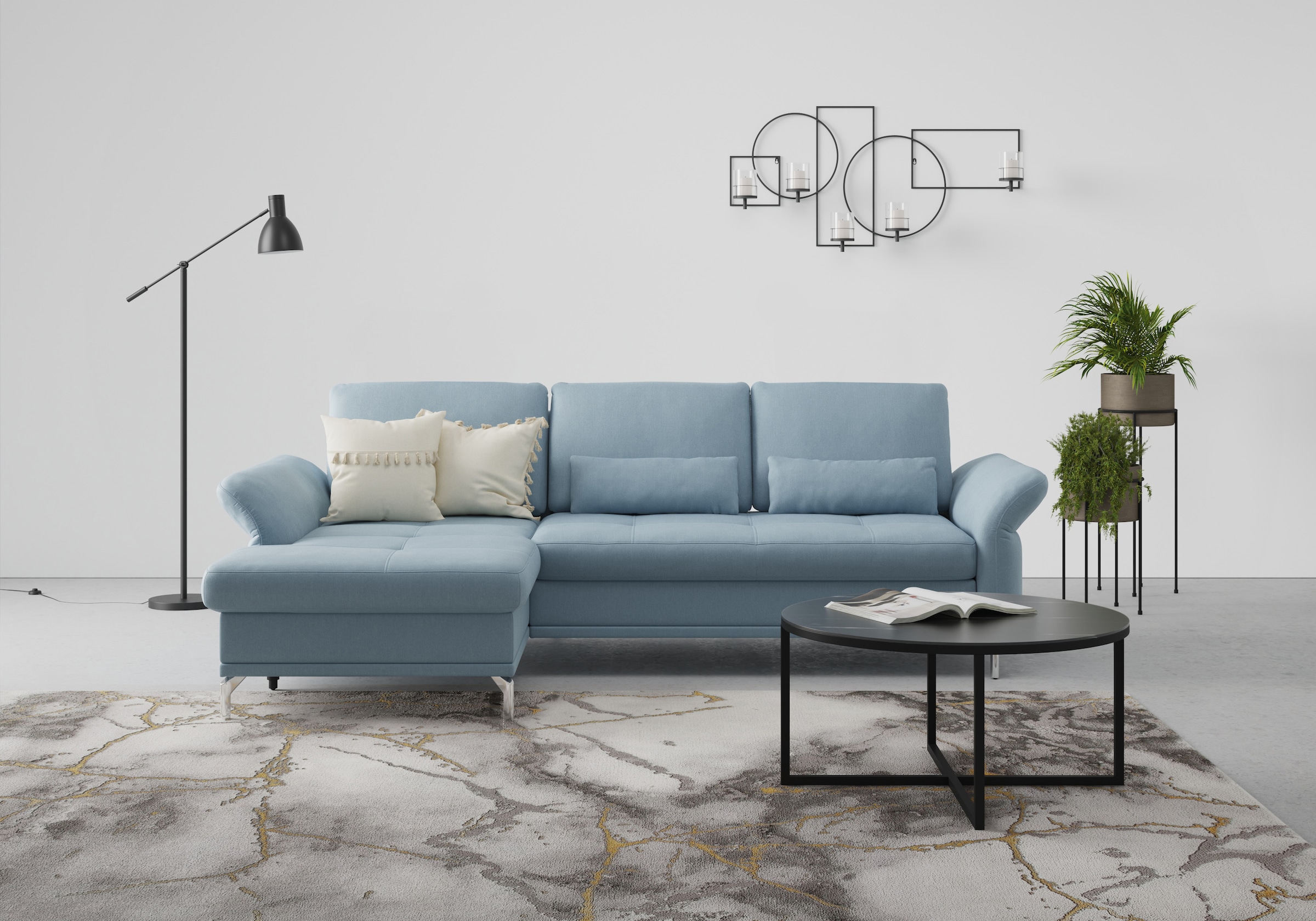 Home affaire Ecksofa "Palm Beach L-Form" Federkern, mit Sitztiefenverstellu günstig online kaufen