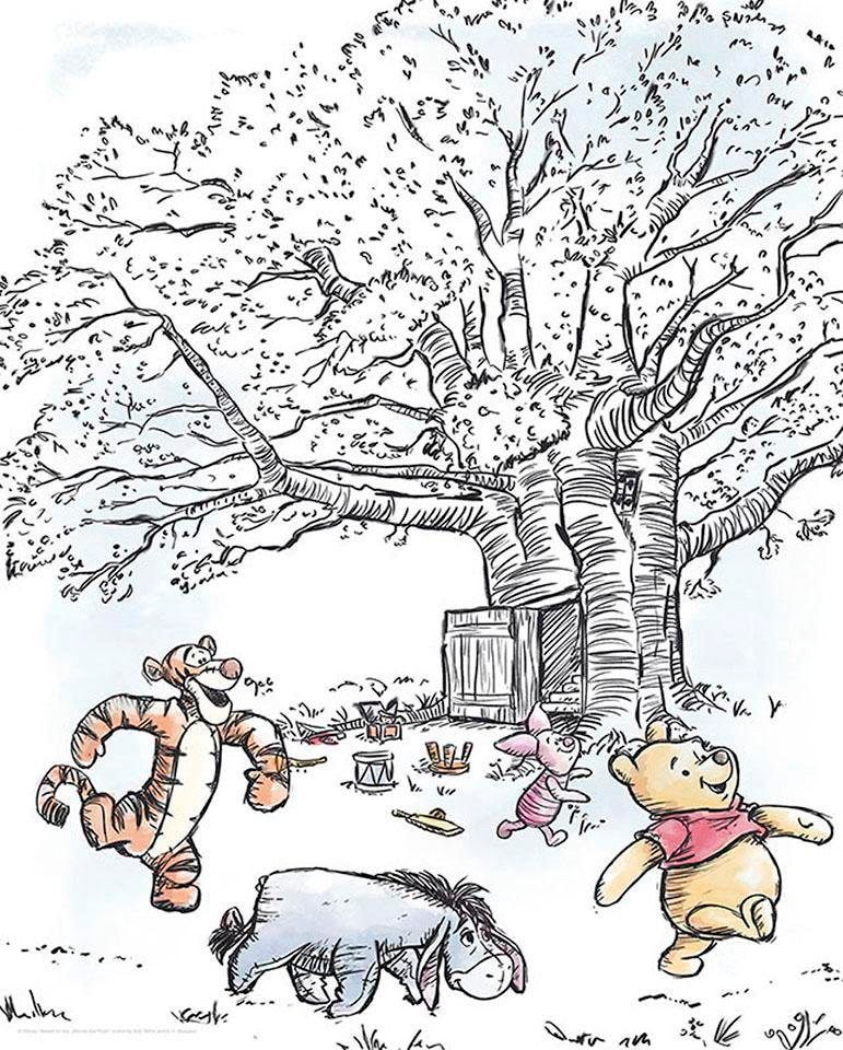Komar Bild "Winnie the Pooh Playground" Disney 1 Stk. tlg. Wandbild zur Dekoration im Kinderzimmer - ohne Rahmen