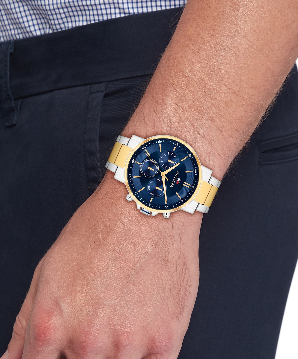 Tommy Hilfiger Multifunktionsuhr »TYSON«, Quarzuhr, Armbanduhr, Herrenuhr, Edelstahlarmband, analog, Tag