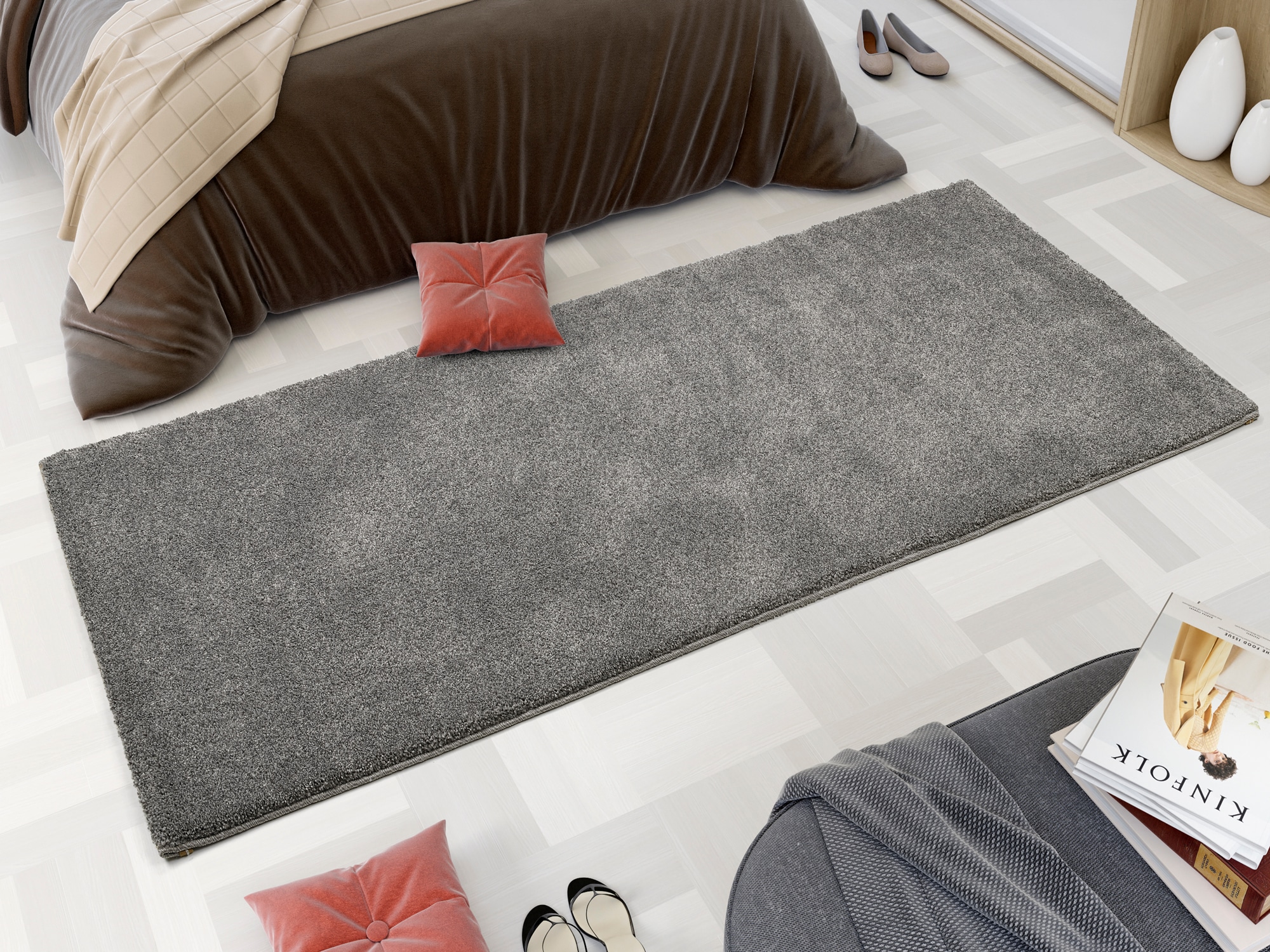 OCI DIE TEPPICHMARKE 1100000002199 "NEW VILLA MELANGE, auch als Läufer und in Rund" rechteckig 20 mm Höhe dichter Shaggy, melierte uni Farben, robuster Hochflor, Wohnzimmer