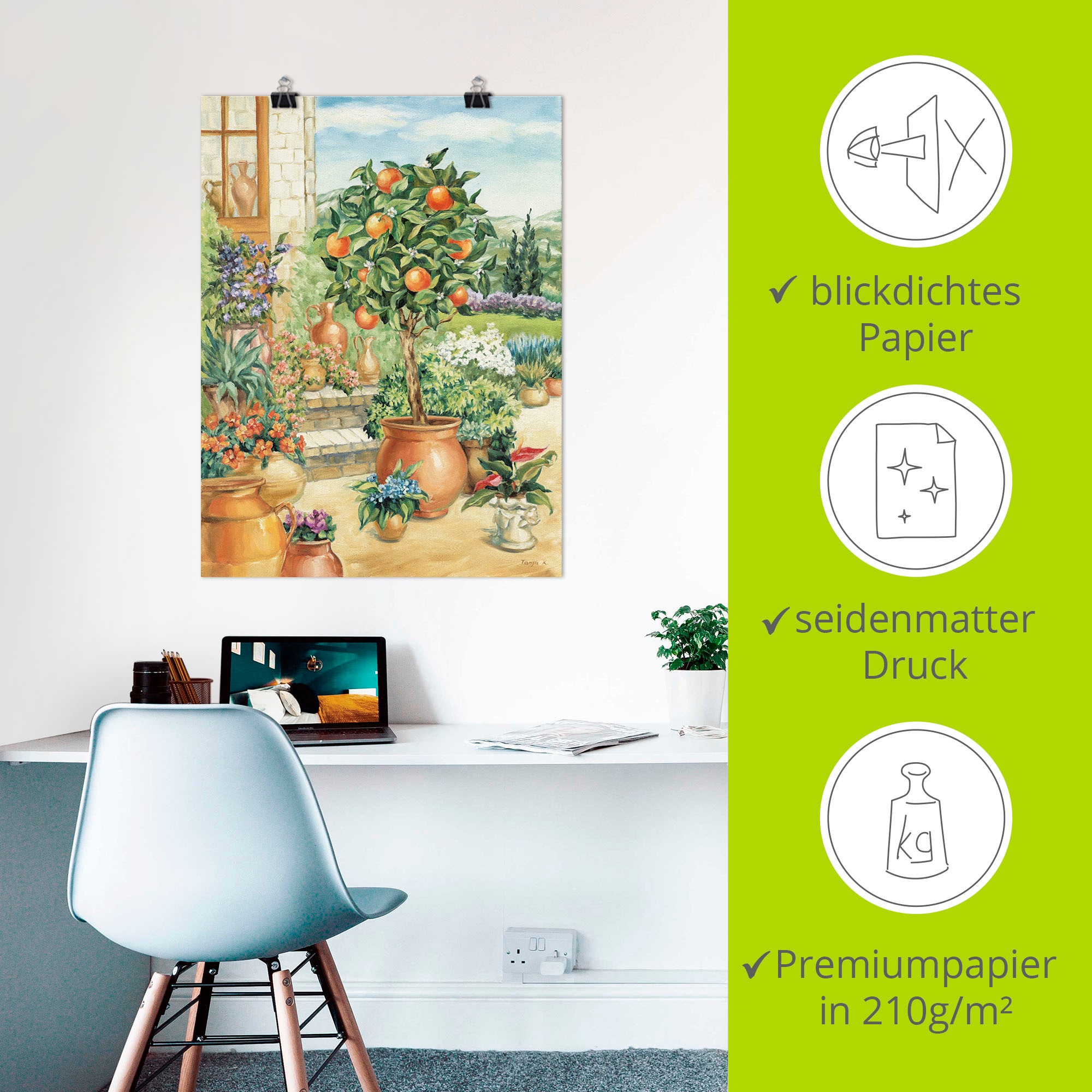 Artland Wandbild »Orangenbaum im Garten«, Garten, (1 St.), als Alubild, Outdoorbild, Leinwandbild, Poster, Wandaufkleber
