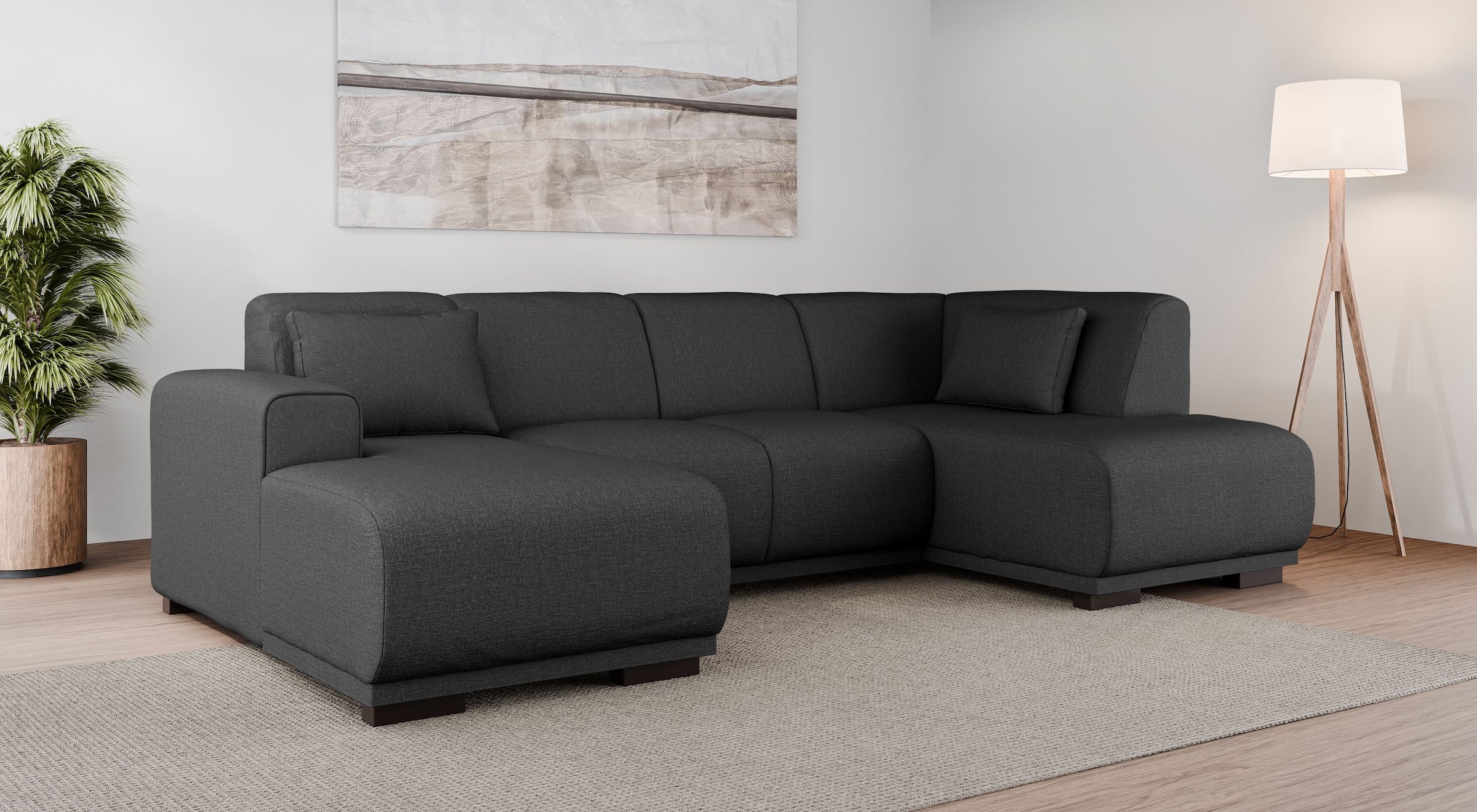 OTTO home Wohnlandschaft "BORNHOLM U-Form mit Recamiere rechts/links, B/T/H: 300/162/85 cm" U-Form mit Wellenunterfederung, Recamiere rechts oder links bestellbar