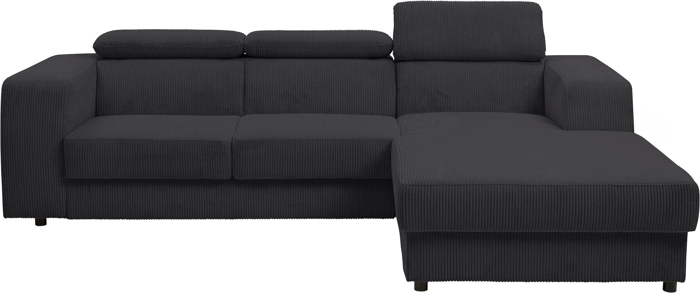 WERK2 Ecksofa »Cherry inkl. Kopfteilverstellung, Bett & Bettkasten, bequem, zeitlos« Cord, L-Form, XXL, Schlaffunktion, Bettkasten