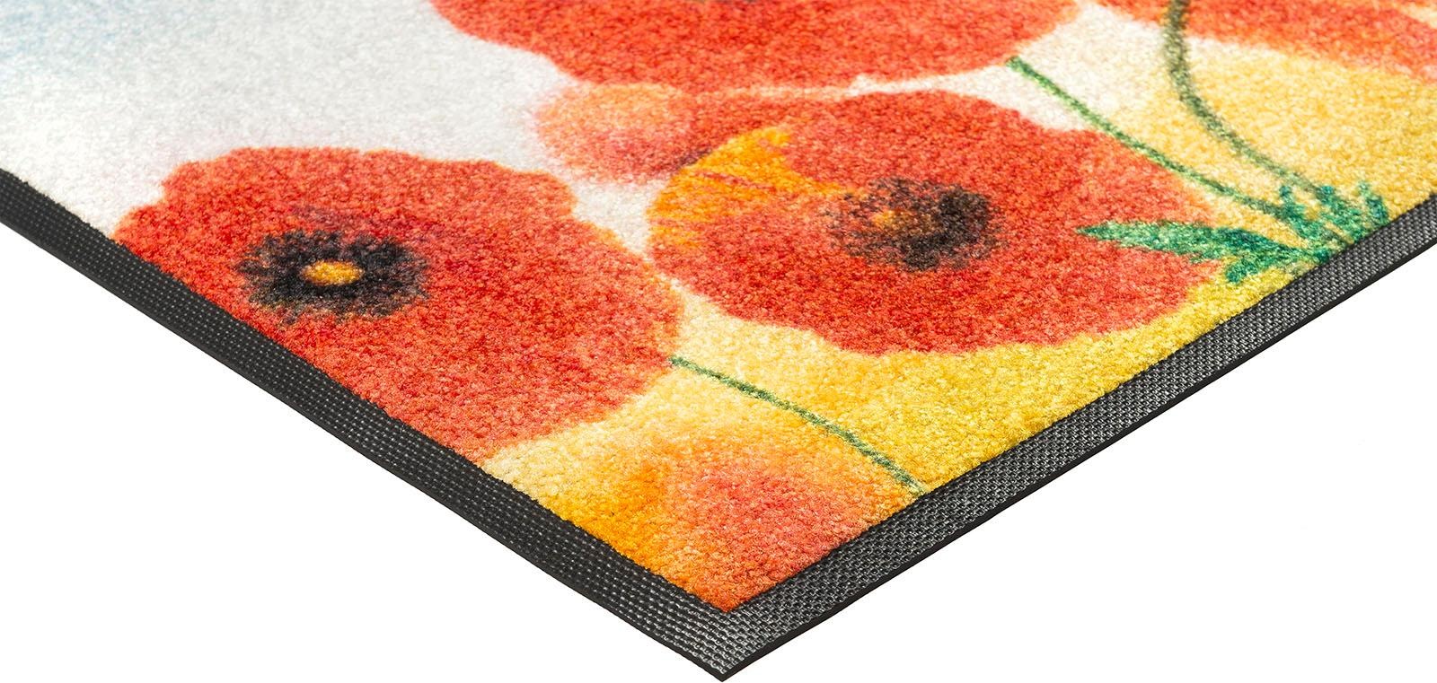 wash+dry by Kleen-Tex Fußmatte »Sunny Poppy«, rechteckig, 7 mm Höhe, Schmutzfangmatte, Motiv Blumen, rutschhemmend, waschbar