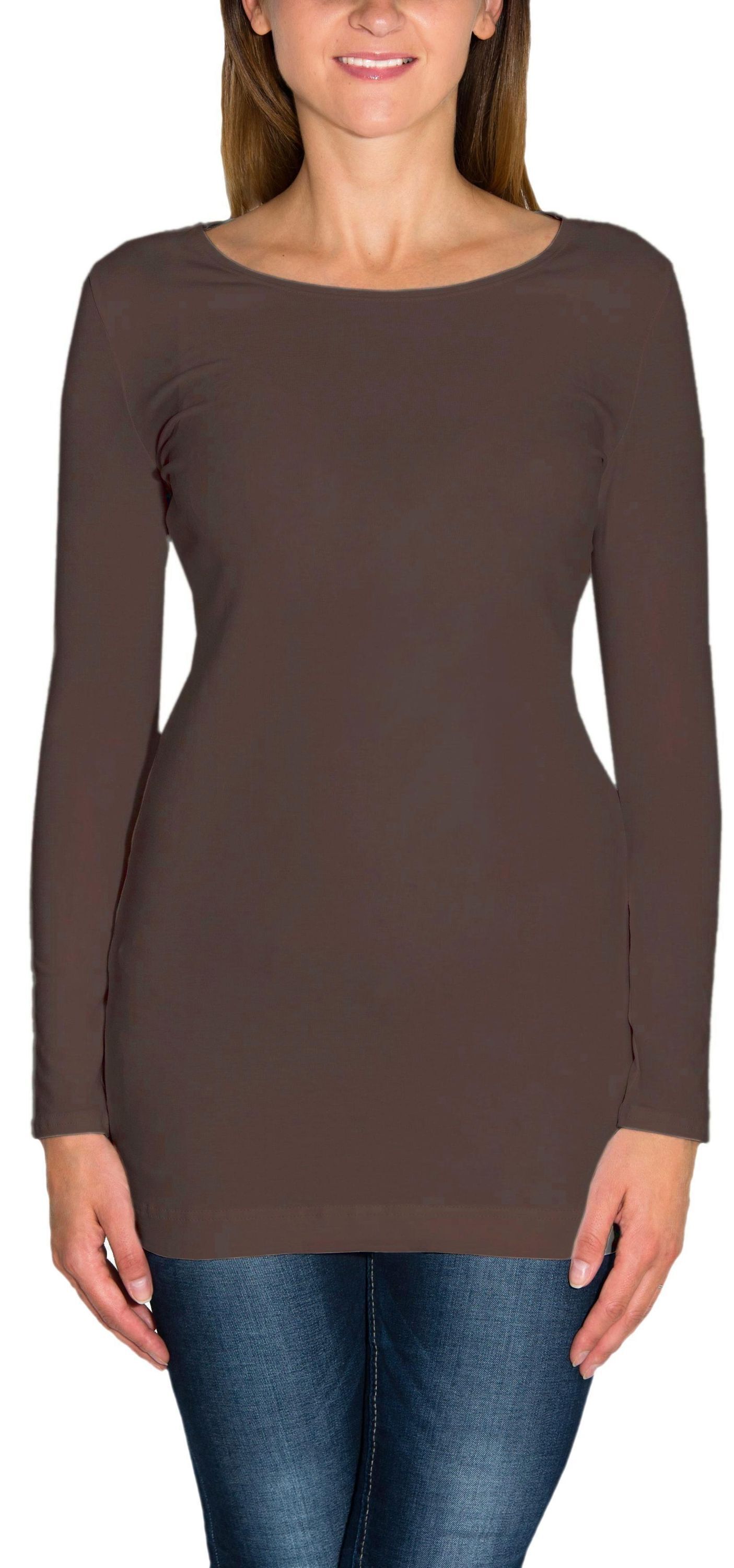 ALKATO Langarmshirt "Damenshirt Alkato Damen Langarm Longshirt Langarmshirt"
