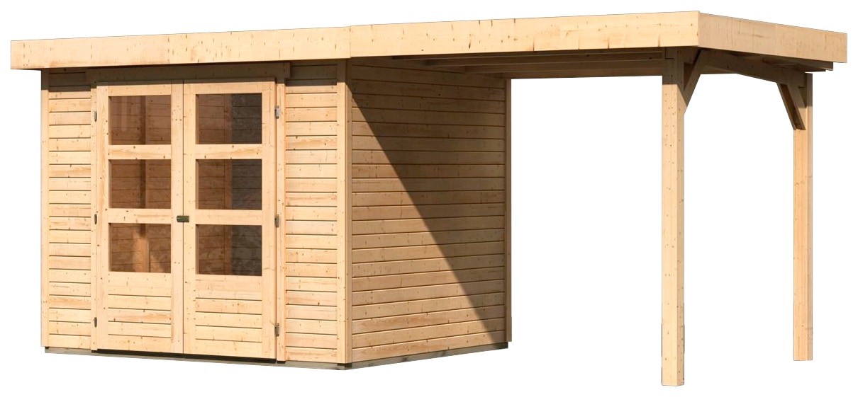 Karibu Gartenhaus "Arnis" mit Anbaudach 2,40 m Breite günstig online kaufen