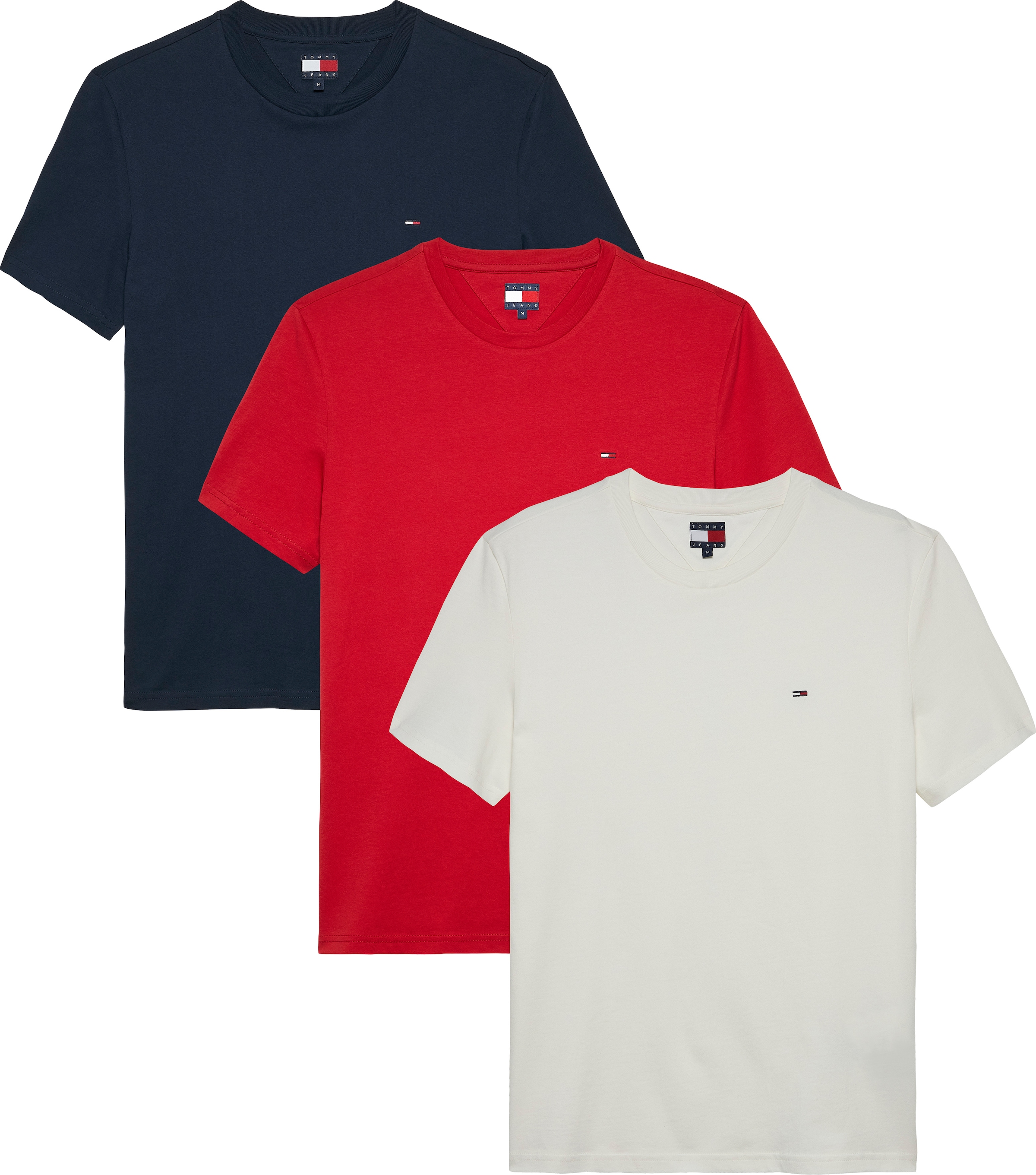 Tommy Jeans T-Shirt »TJM XSLIM 3 PACK TEE«, Mit Rundhalsausschnitt