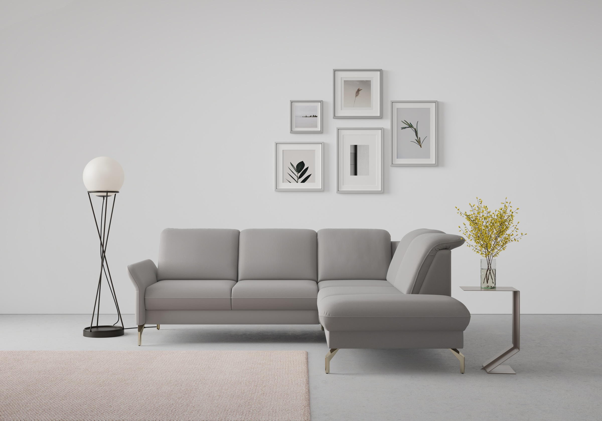 Ecksofa SIT & MORE "Fashion L-Form", grau, B:250cm H:84cm T:207cm, Sofas, Ecksofa, wahlweise mit Kopfteilverstellung, Vorziehsitz, motorisch, Nickelfüße 5