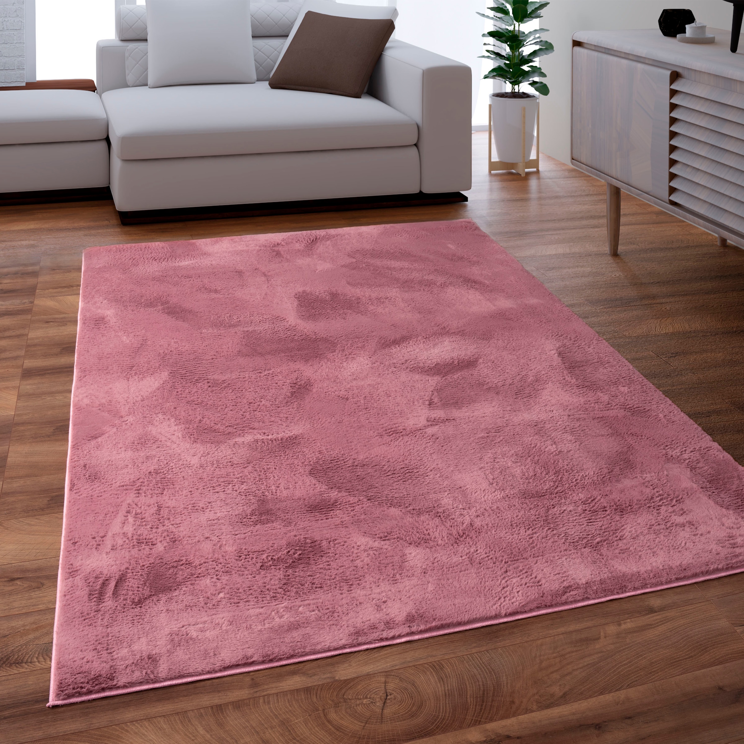 Paco Home Fellteppich "Kunstfell Soft 380", rechteckig, 14 mm Höhe, Langflor, Kuschelteppich - besonders weich, Uni-Farb