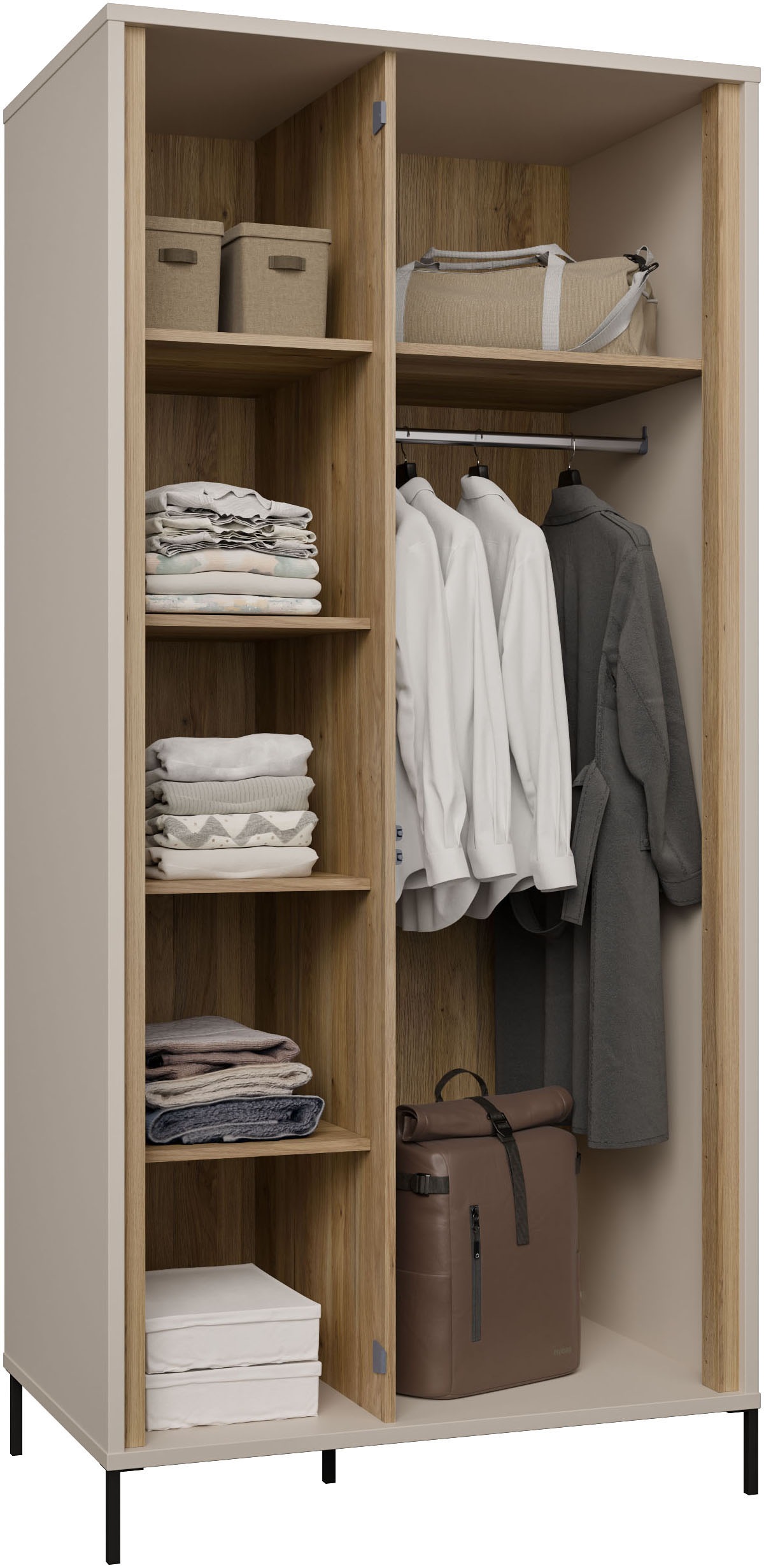 FORTE Kleiderschrank »Forte Seravel Drehtürenschrank, Lamellenoptik, 2 Türen« B/H/T 94,1/199,2/60,5 cm, Metallfüße