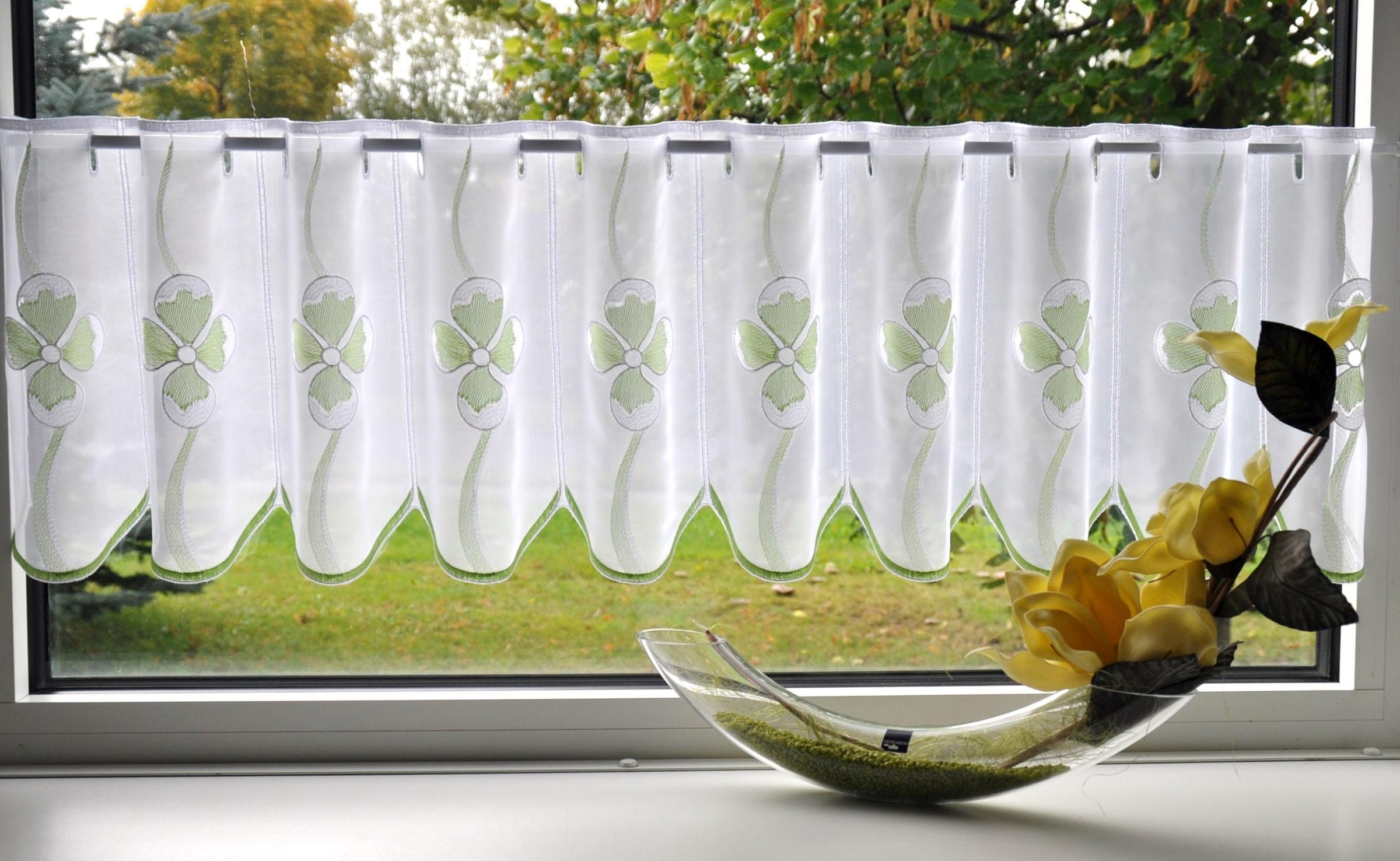 Stickereien Plauen Scheibengardine "Glasgow" Stangendurchzug 1 Stk. tlg. günstig online kaufen