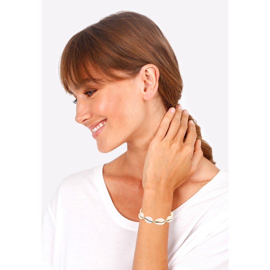 Elli Armband »Echte Kauri Muscheln Beach 925 Silber vergoldet«