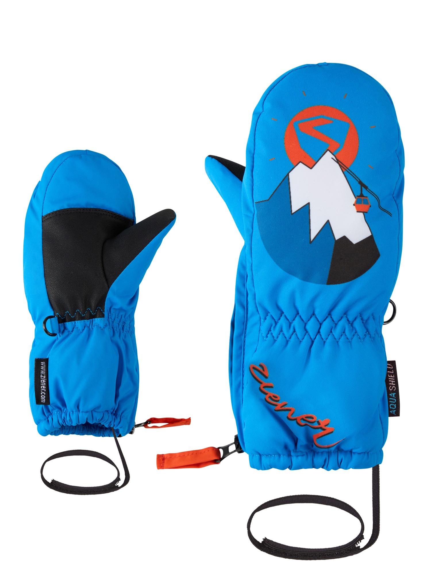 Ziener Fäustlinge "LEPRINT-Z AQUASHIELD Kinder" warm, wasserdicht, windddicht, atmungsaktiv, langer Reißverschluss