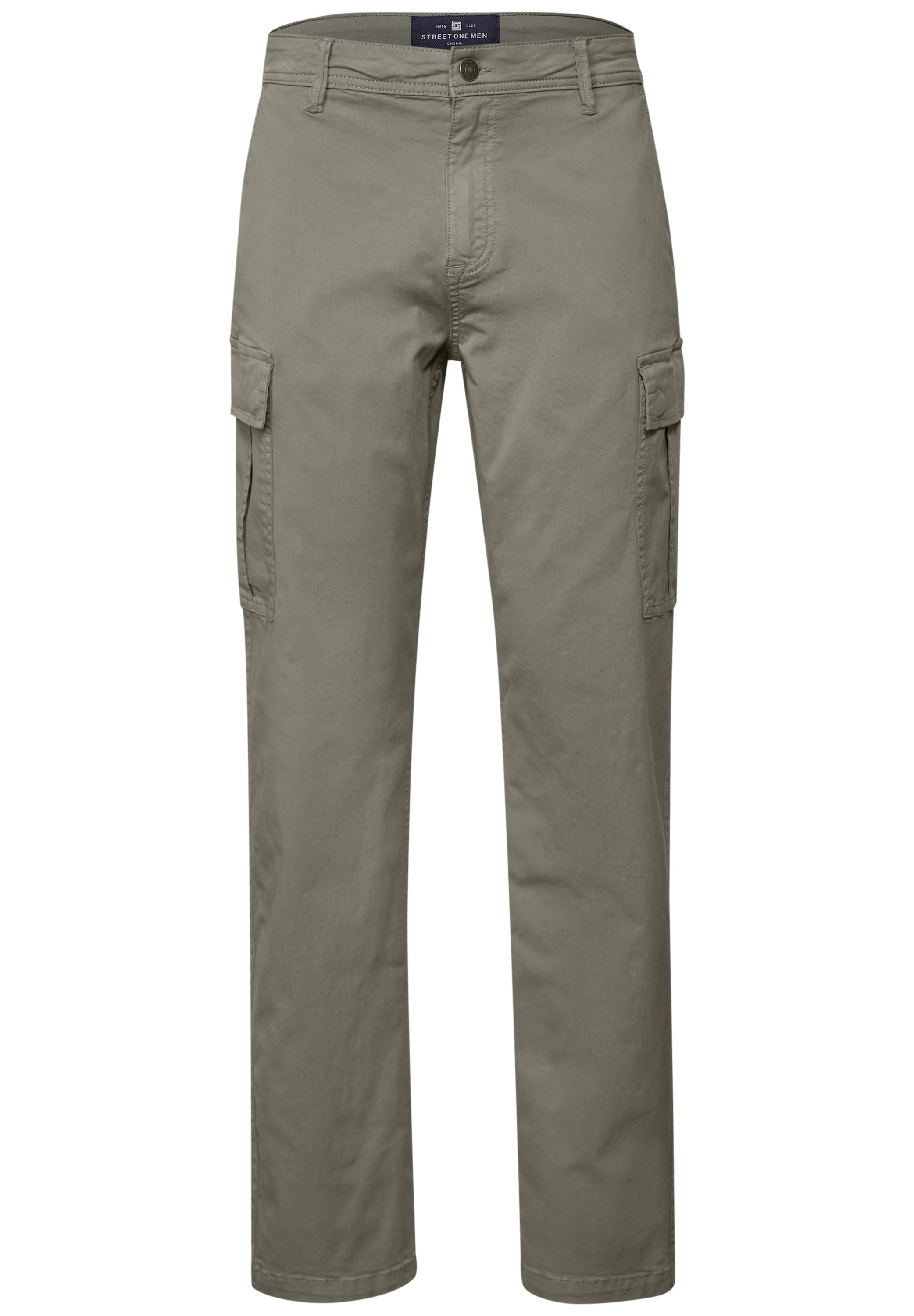 Cargohose STREET ONE MEN, Herren, Gr. 31, Länge 32, grün (natural grün), Web, 98% Baumwolle, 2% Elasthan, unifarben, lässig geschnitten lang, Hosen Cargohose, Middle Waist 3
